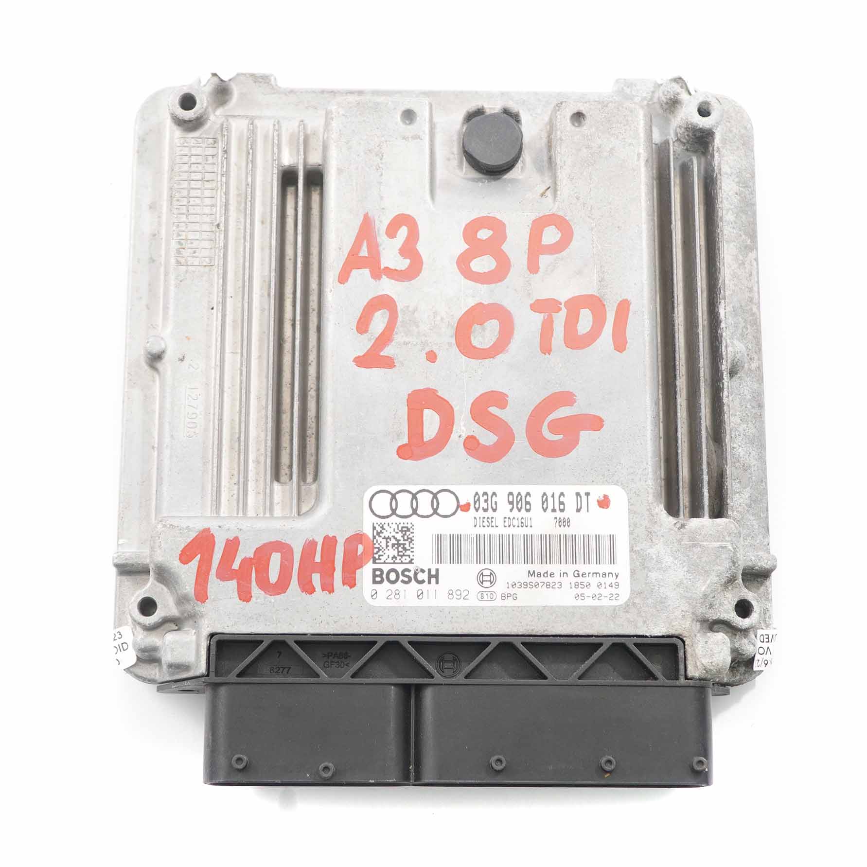 Audi A3 8P 2.0 TDI 140HP Diesel motor Steuergerät ECU Modul DSG 03G906016DT