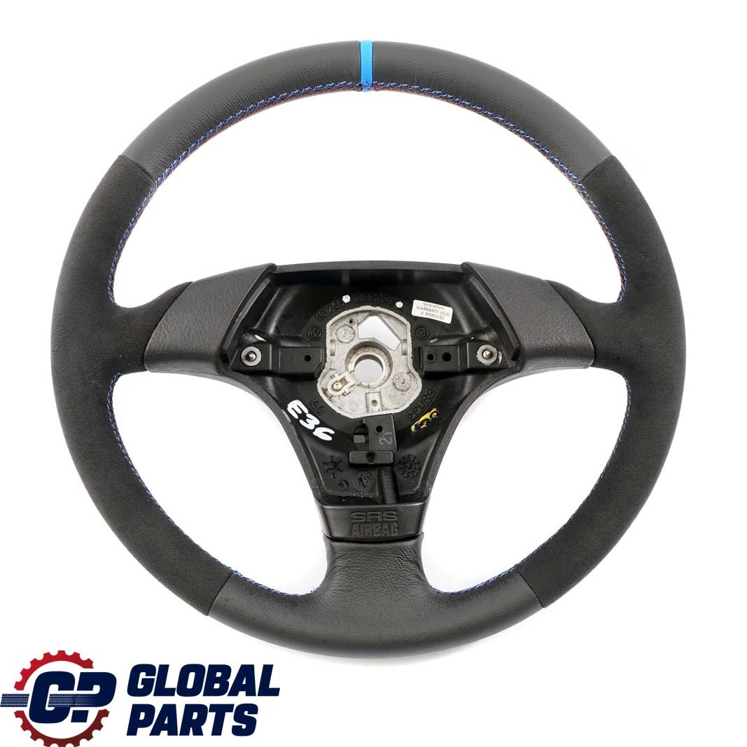 BMW E36 NEW Black Leather / Alcantara  Sport Steering Wheel 3 Spoke Tricoloured