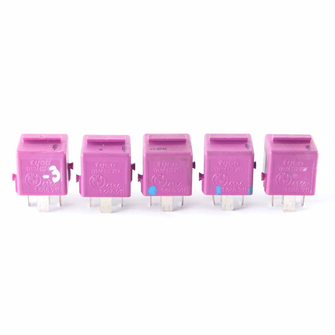 BMW E36 E38 E85 Mini R52 R57 5x Change-Over Contact Relay Violet Set 1388911