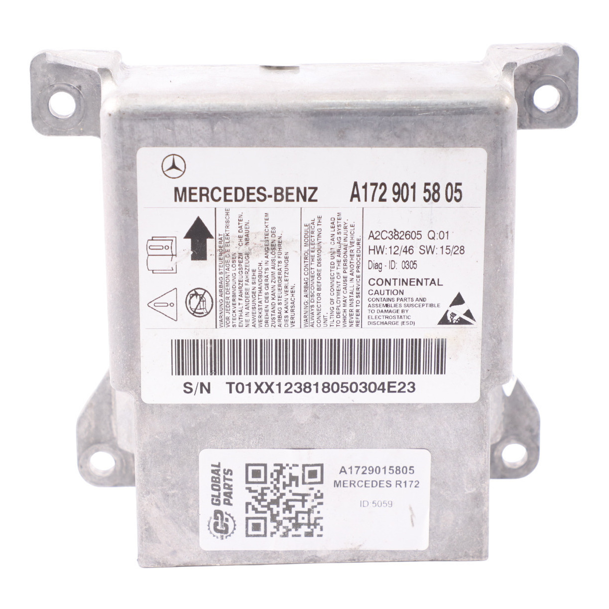 Mercedes SLK R172 Airbag Modul SRS Steuergerät ECU A1729015805