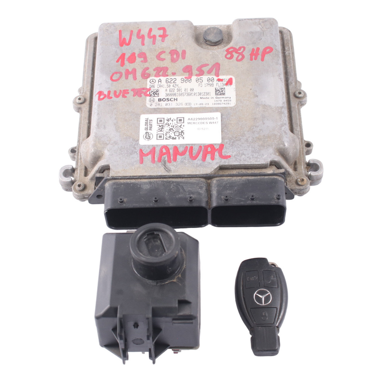 Mercedes W447 109CDI BE OM622.951 Motorsteuerungsmodul ECU Kit A6229000500