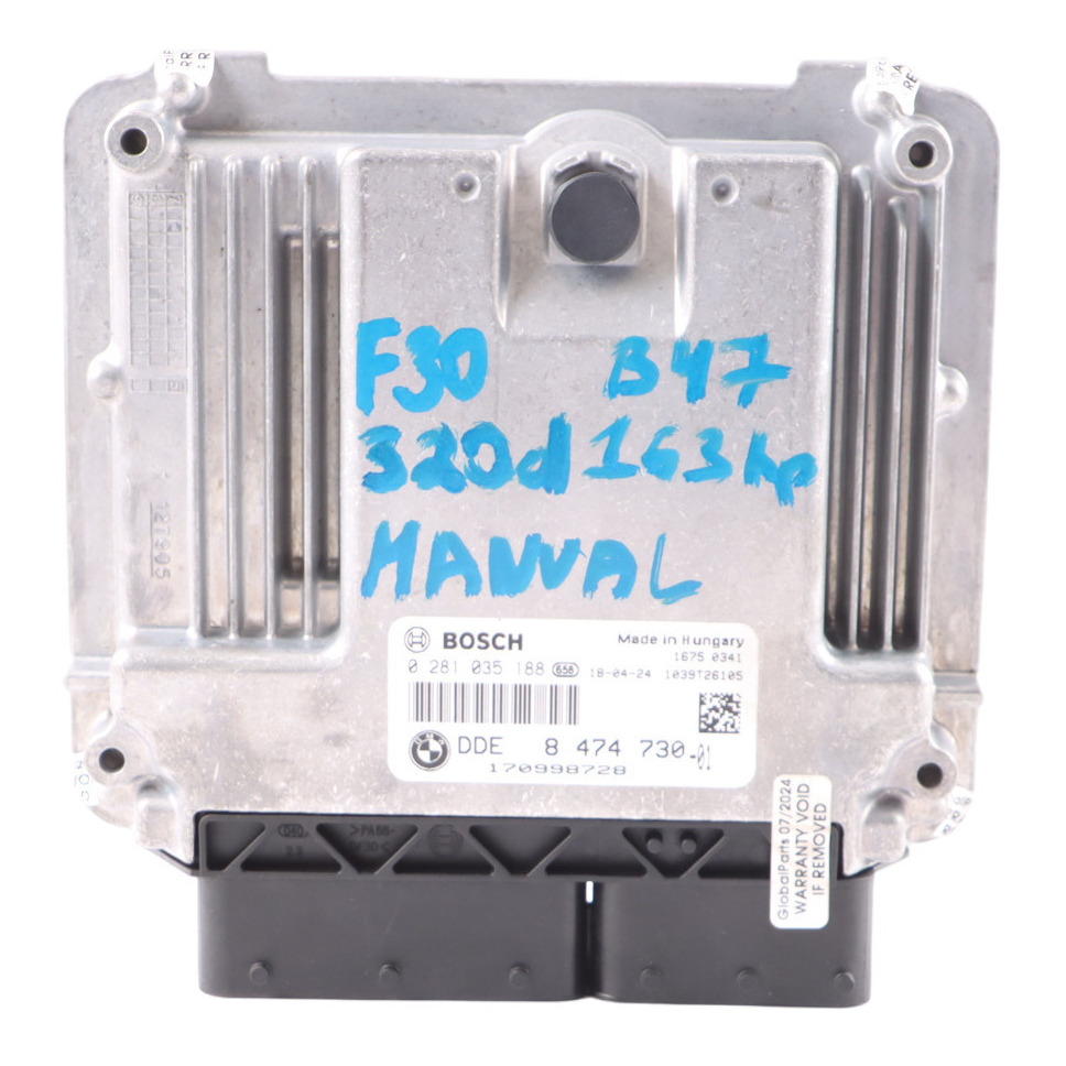 BMW F20 F21 F30 F31 LCI 120d 320d Diesel B47 163HP Engine ECU DDE 8474730 Manual