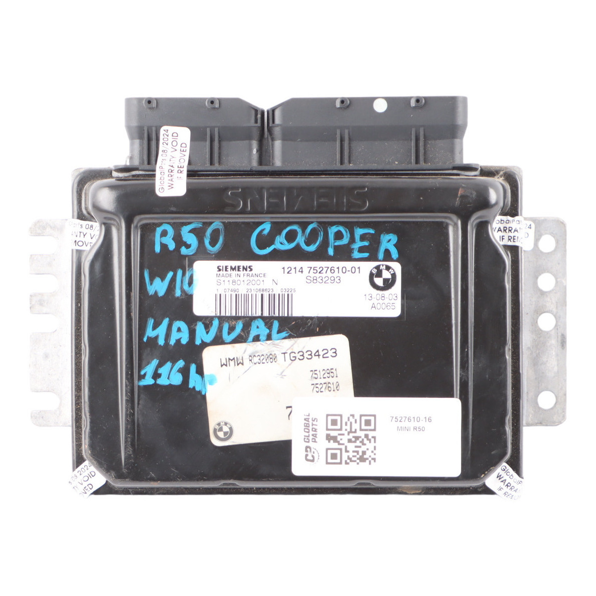 Mini Cooper R50 W10 116HP Benzinmotor Steuergerät ECU DME 7527610 Handbuch