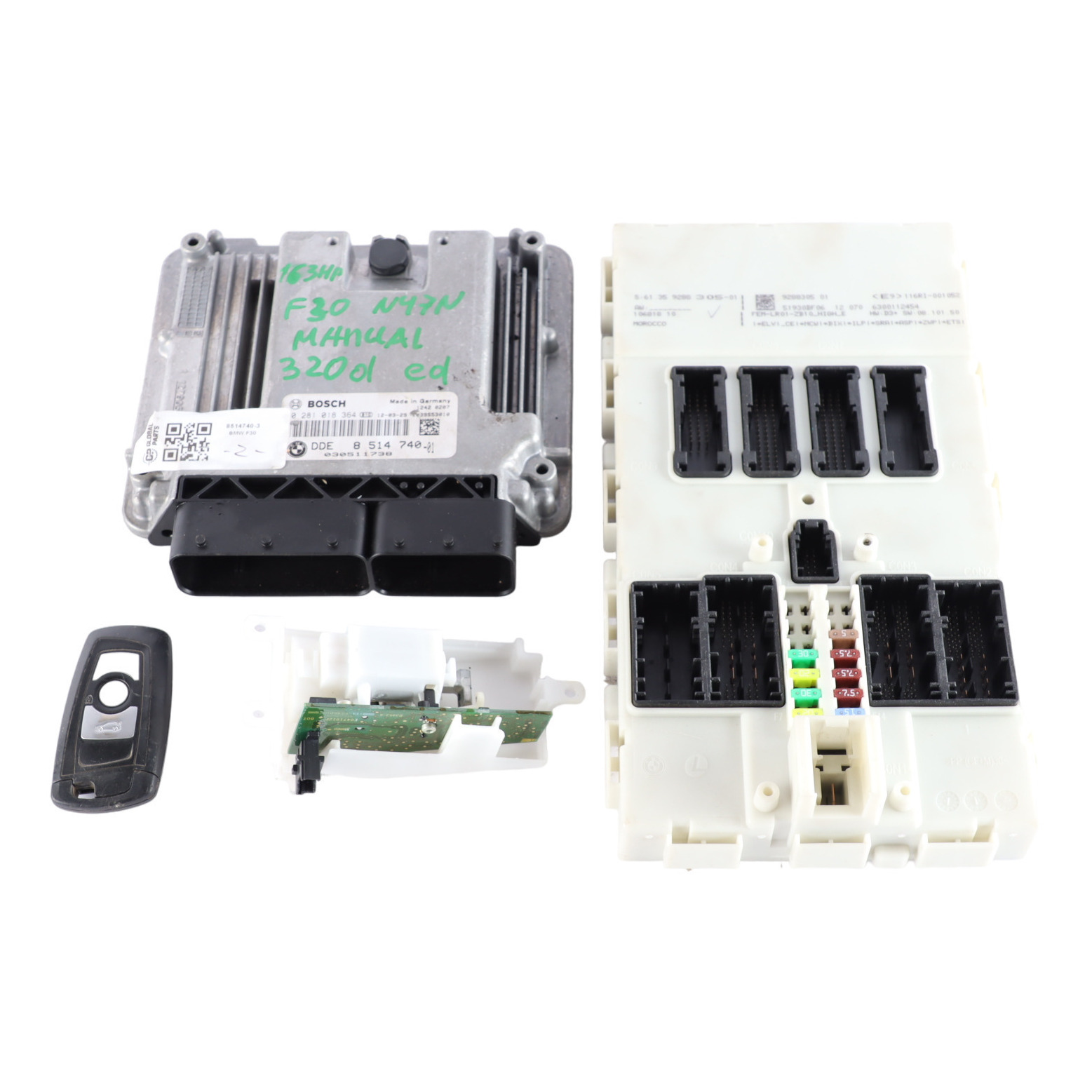 BMW F30 F31 320d ed Diesel N47N 163HP ECU Kit DDE 8584276 + Key + FEM Manual