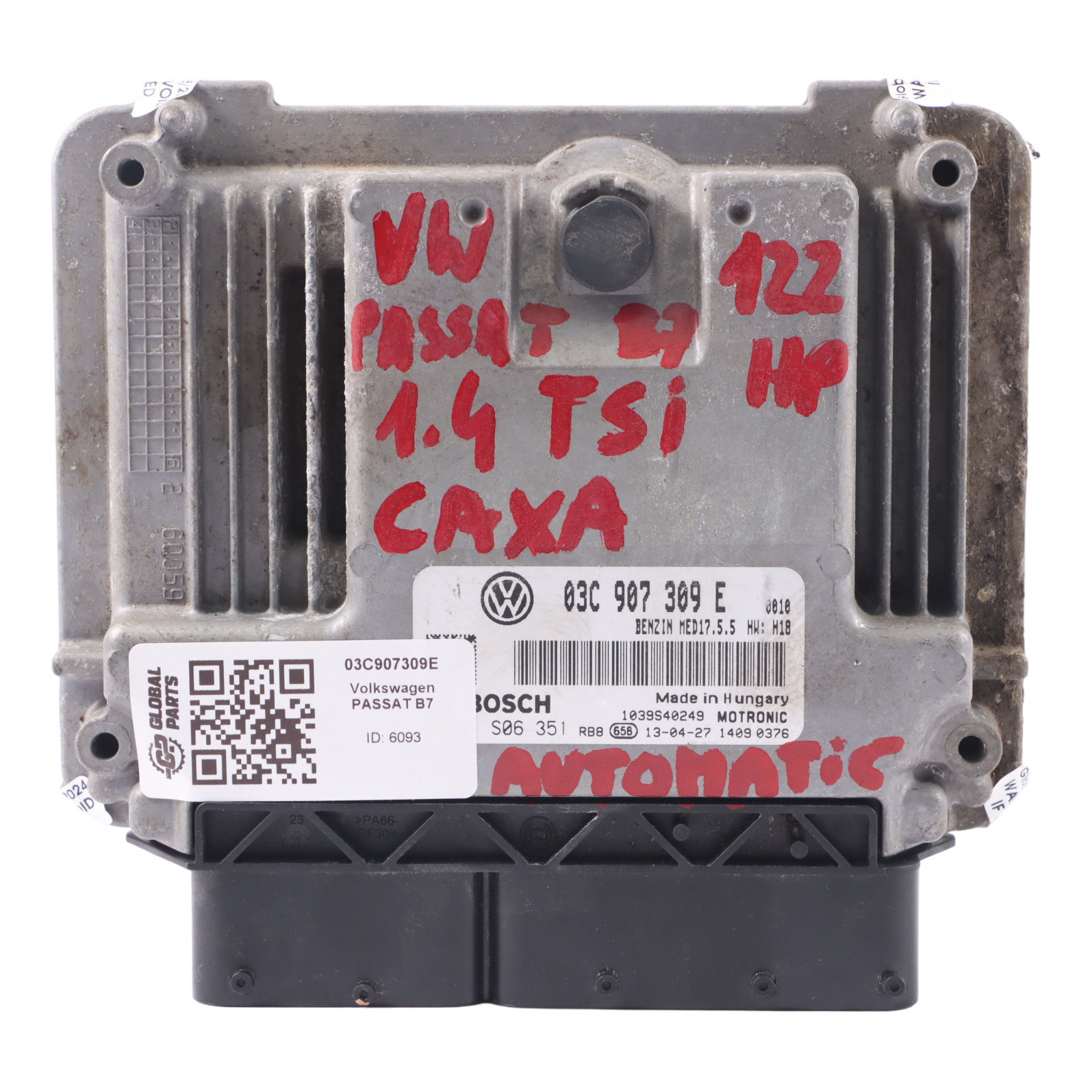 Volkswagen Passat B7 CAXA 122HP ECU Motorsteuergerät Automatik 03C907309E