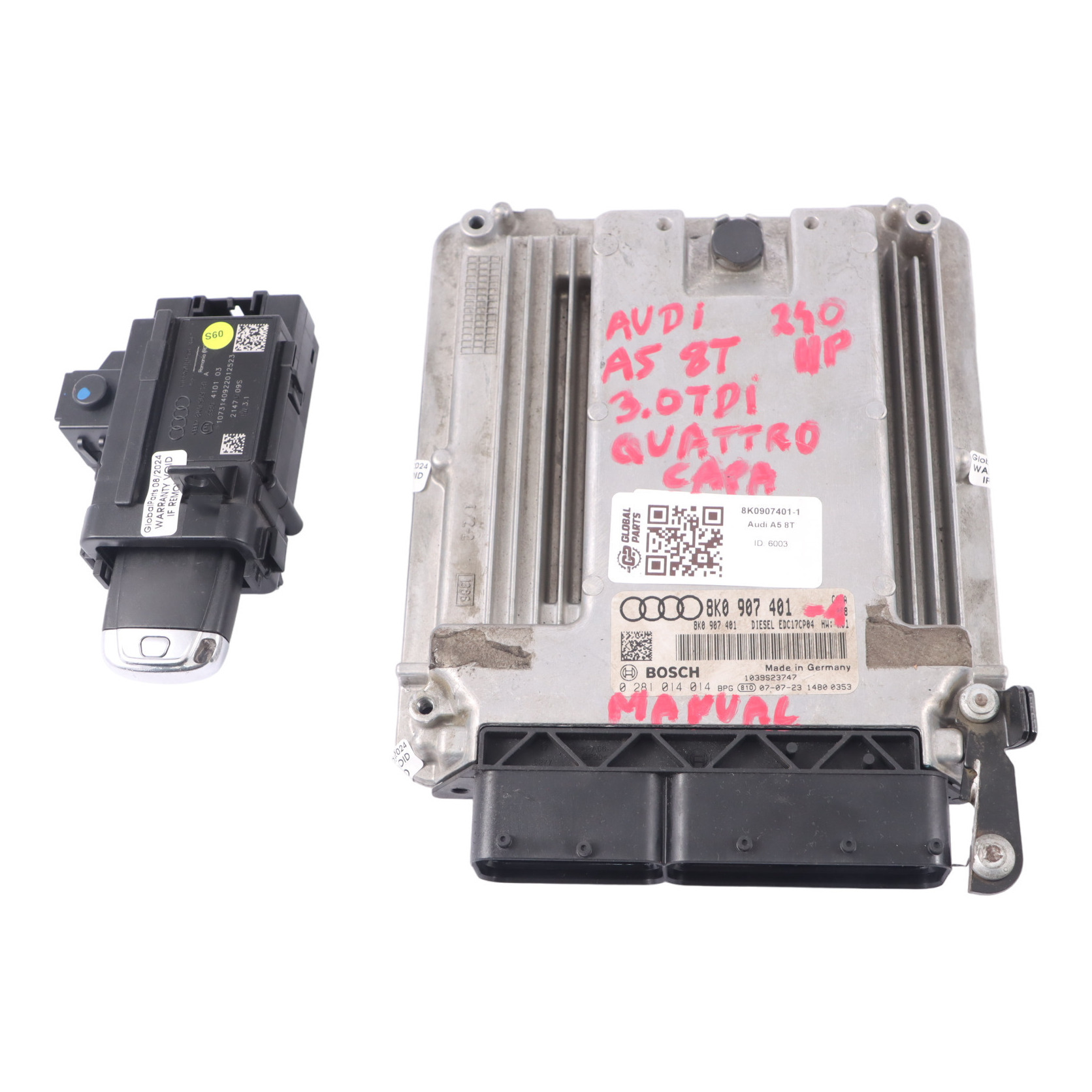 Audi A5 8T 3.0TDI CAPA Quattro 240HP Motor ECU Kit Zündung 8K0907401 + Schlüssel