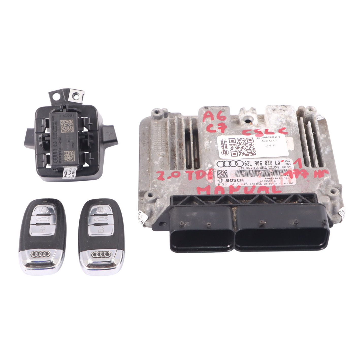 Audi A6 C7 2.0 TDI CGLC 177HP Motor ECU Kit 03L906018LA 2 Schlüssel Zündung