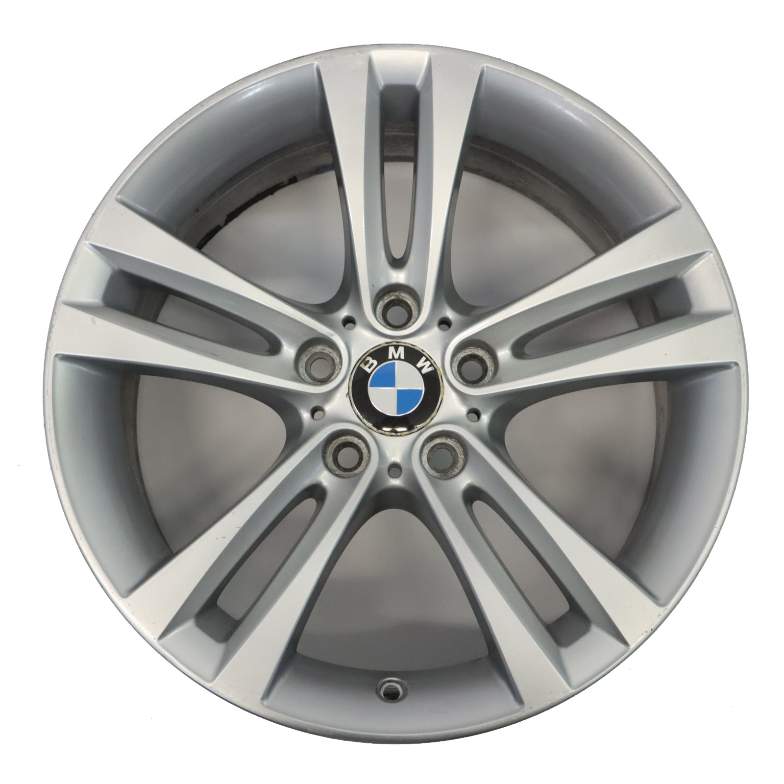 BMW F30 F31 Silberne Leichtmetallfelge 18" Doppelspeiche 397 ET:34 8J 6796247