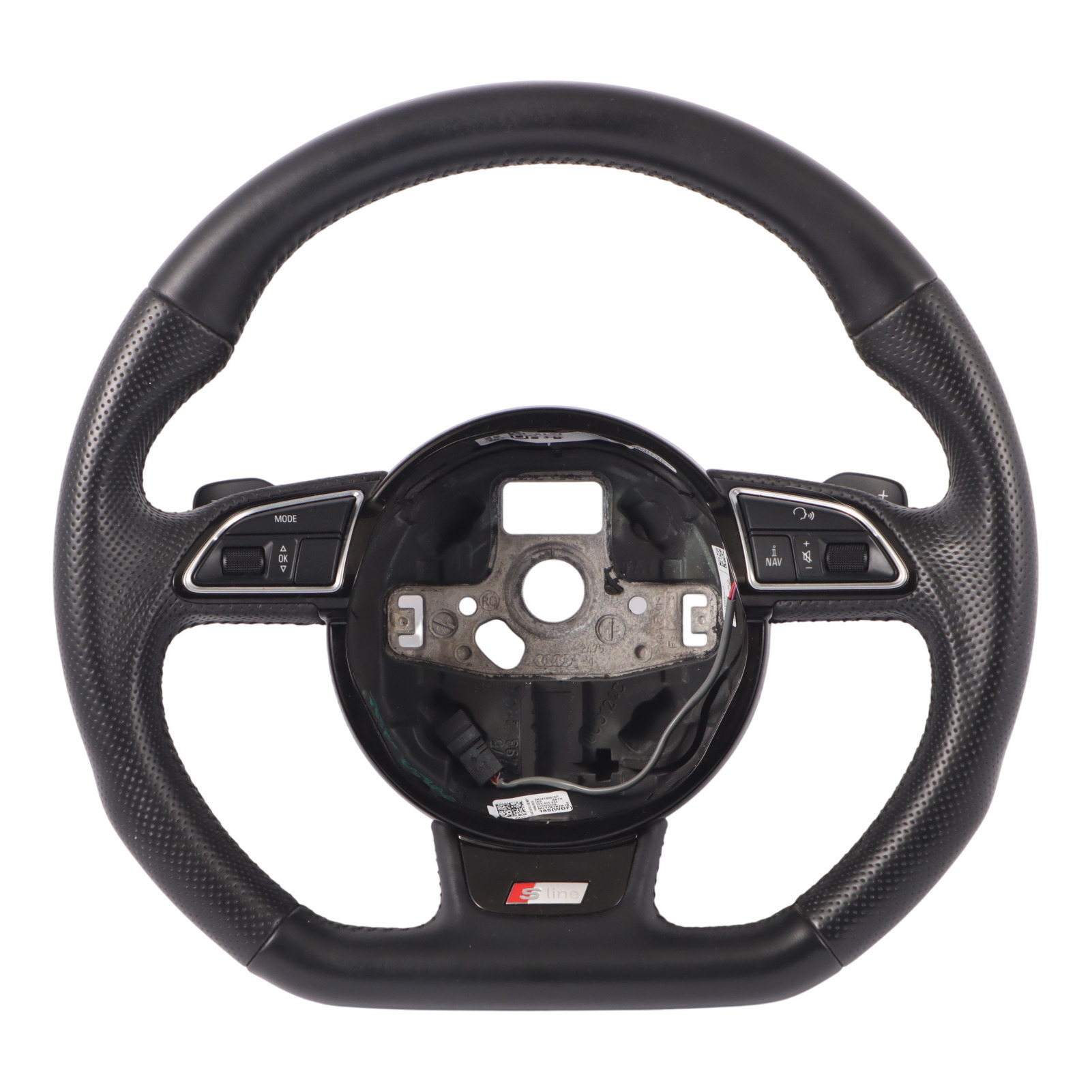 Steering Wheel Audi A4 B8 A5 8T S-Line Black Leather Paddle Shift Flat Bottom