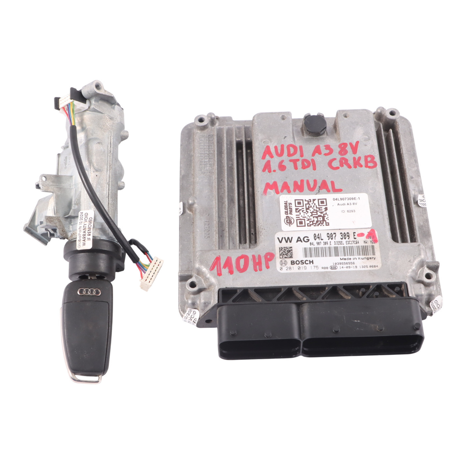 Audi A3 8V 1.6 TDI CRKB 110PS Motor ECU Kit Zündschlüssel 04L907309E Manual