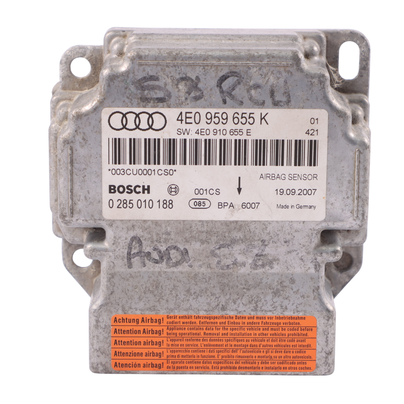 Audi A8 4E S8 D3 SRS Beutelkontrolle Luftmodul Einheit Bosch 4E0959655K