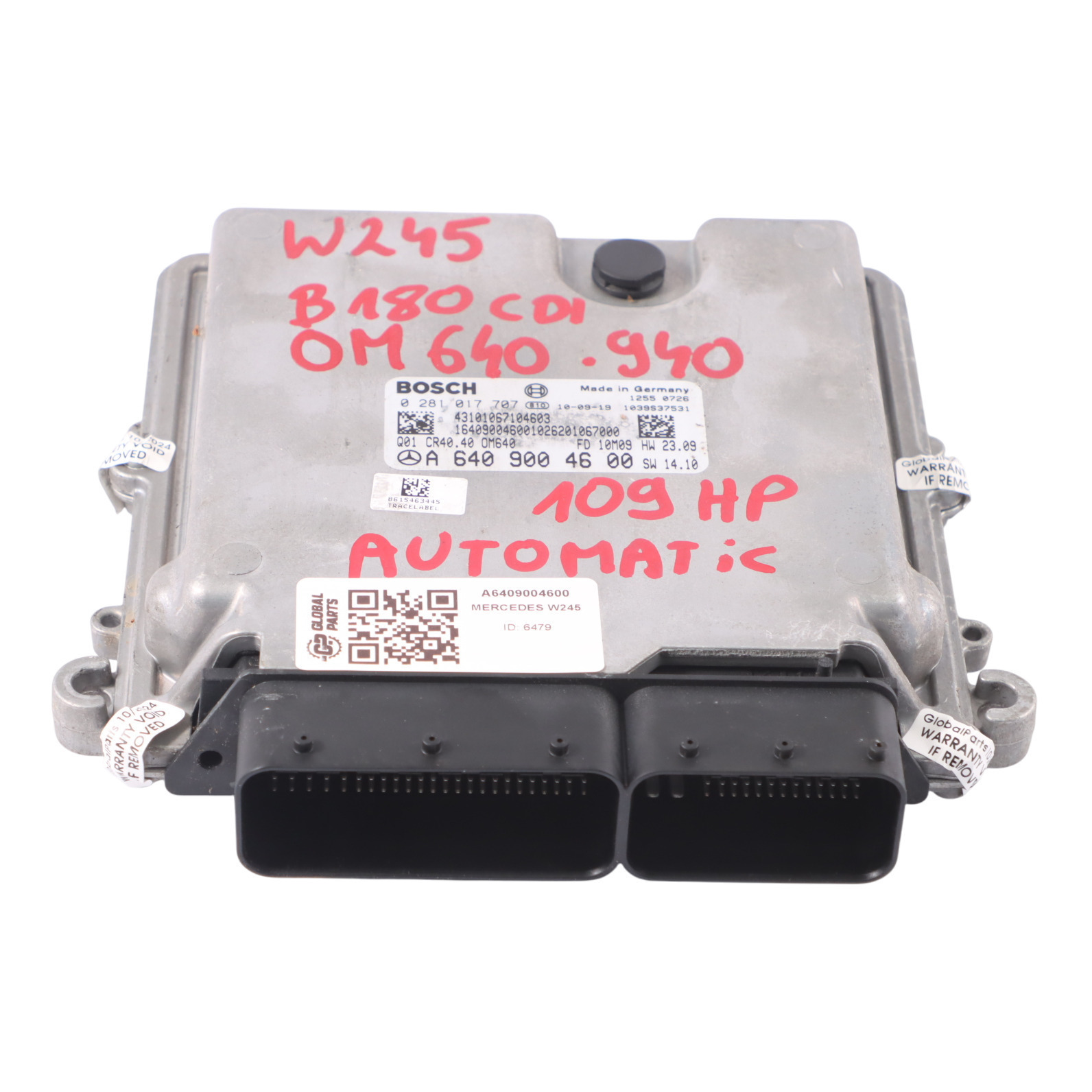 Mercedes W245 B180 CDI 640.940 Motorsteuergerät ECU A6409004600 Automatik