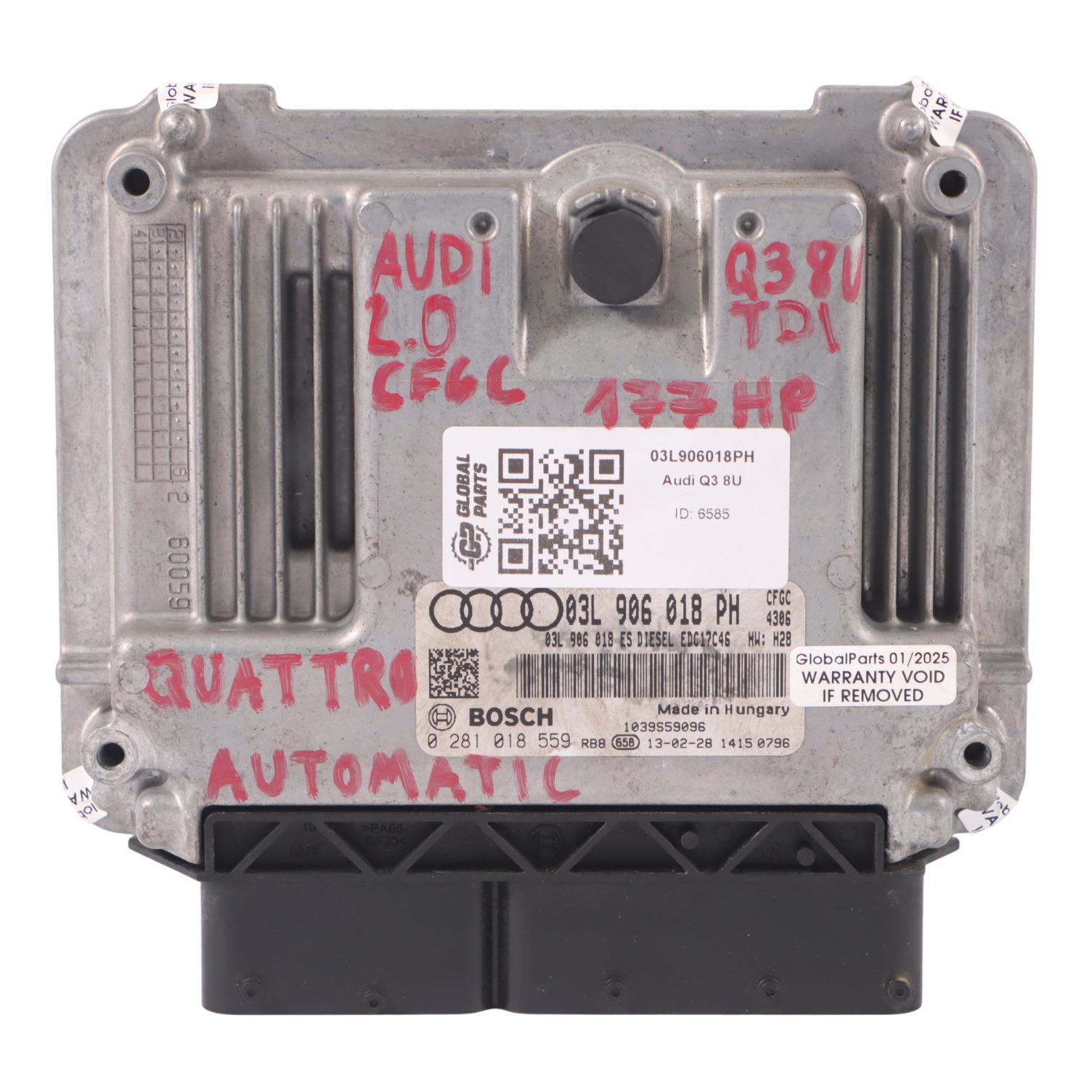 Audi Q3 8U 2.0 TDI CFGC 177HP Quattro Unidad de Control Motor ECU 03L906018PH