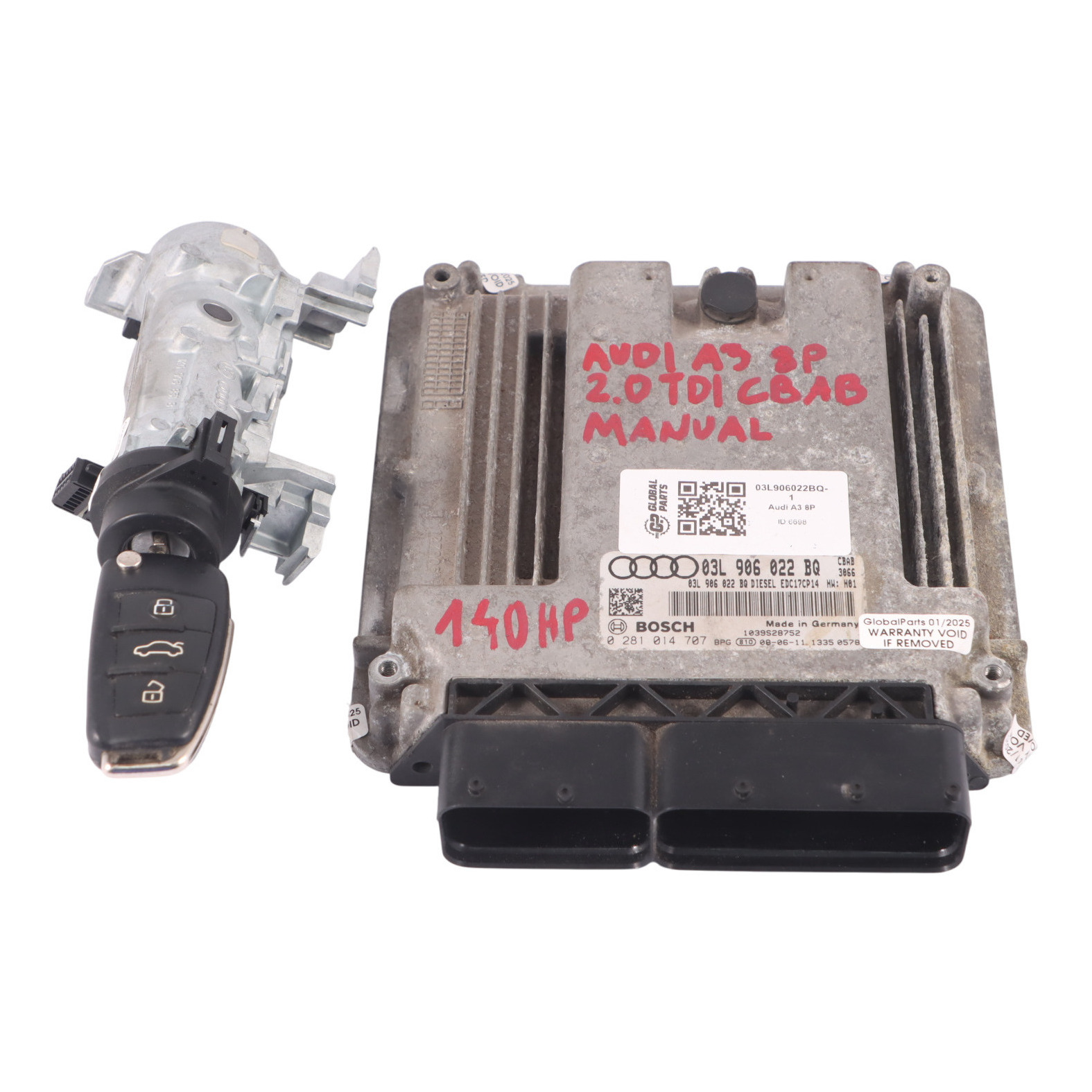 Audi A3 8P 2.0 TDI CBAB 140HP Motor Kit ECU Llave + encendido 03L906022BQ Manual