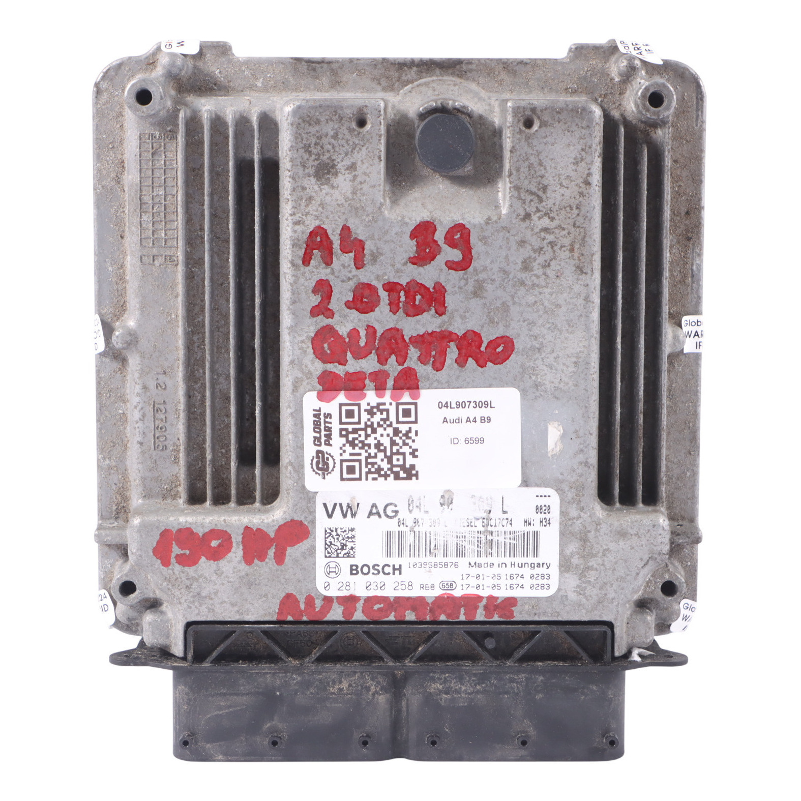 Audi A4 B9 2.0 TDI DETA Quattro Motorsteuergerät ECU 04L907309L Automatik