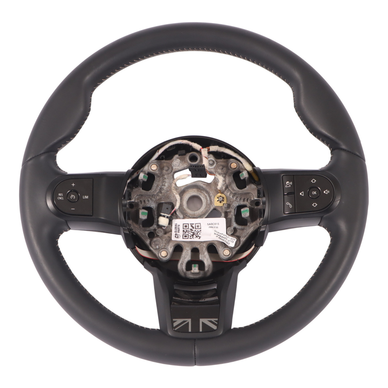 Steering Wheel Mini F54 F55 F56 F60 LCI Black Leather Sport White Threads