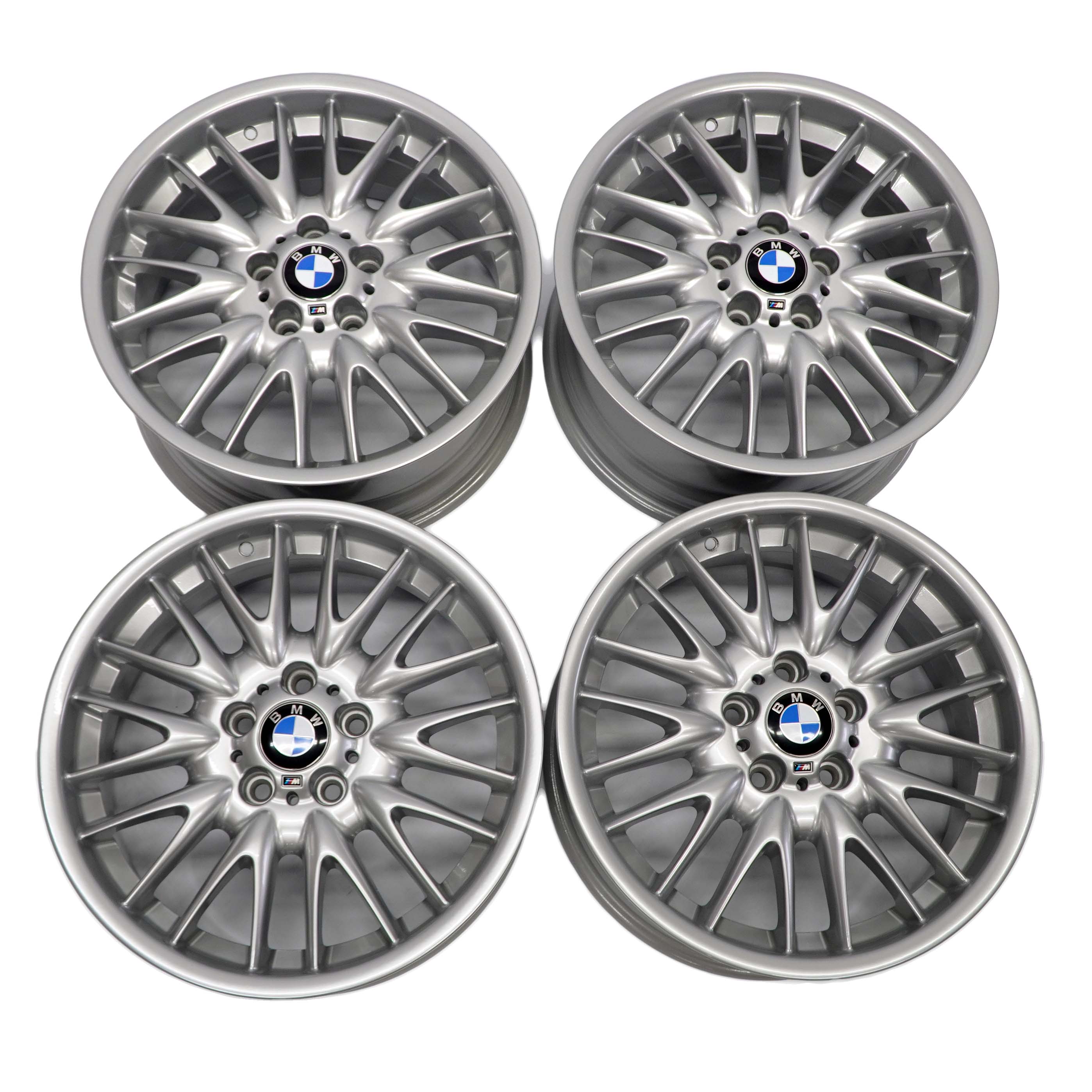 BMW E46 Silver Complete Set 4x Alloy Wheel Rim 18" V Spoke 72 2229145 2229155