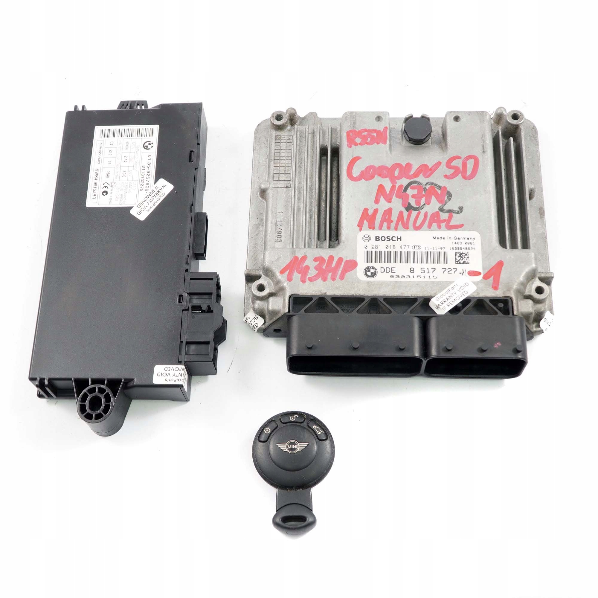 Mini Cooper SD R56 LCI R60 143HP N47N Engine ECU Kit DDE 8517727 + CAS3 + Key