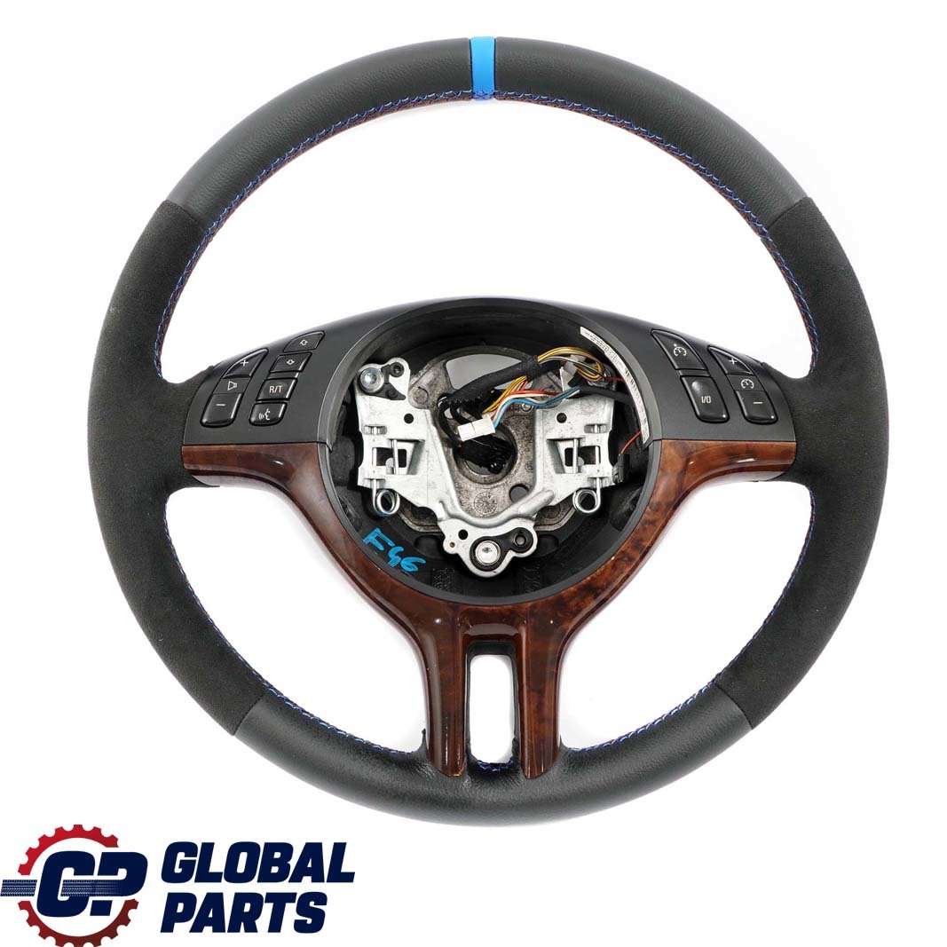 BMW E46 NEW Black Leather / Alcantara  Sport Steering Wheel 3 Spoke Tricoloured