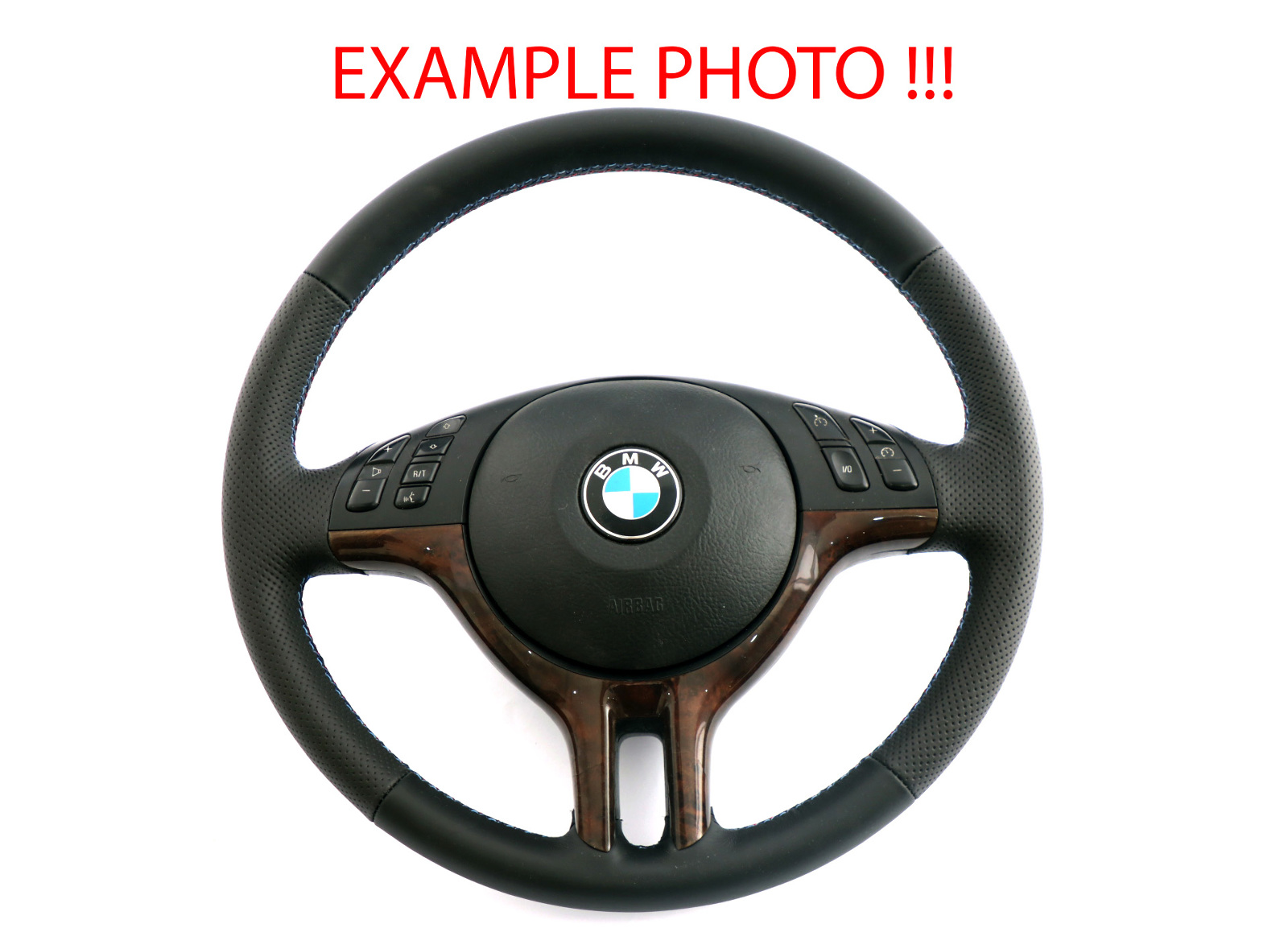 BMW X5 Series E53 NEW Black Leather Sport Steering Wheel 3 Spoke M-tricoloured