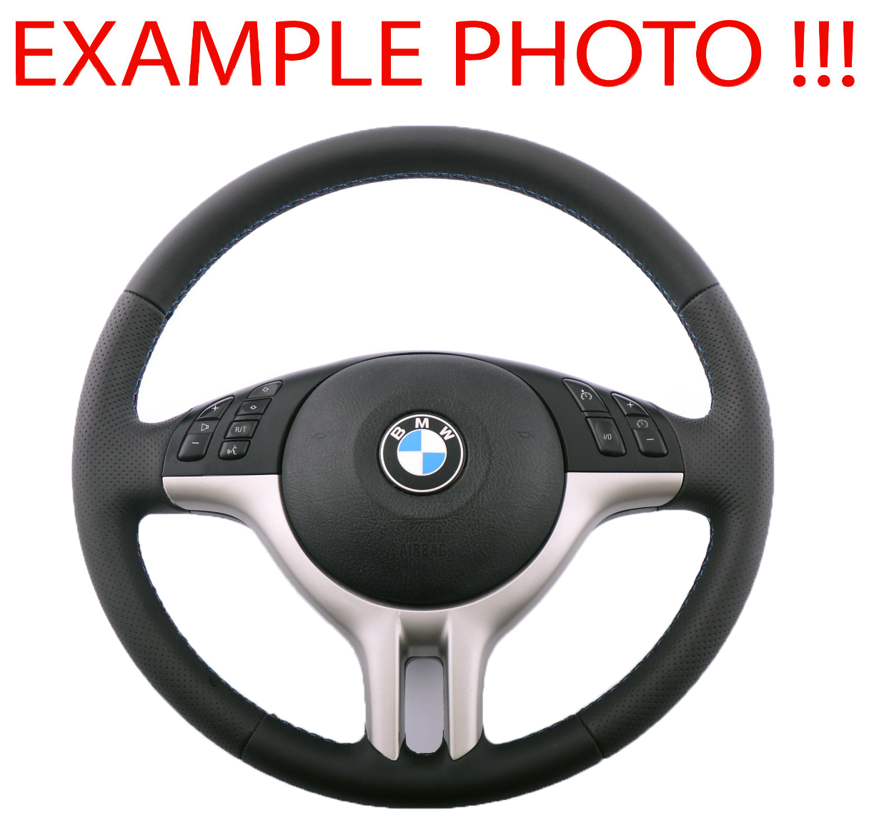 BMW X5 Series E53 NEW Black Leather Sport Steering Wheel 3 Spoke M-tricoloured