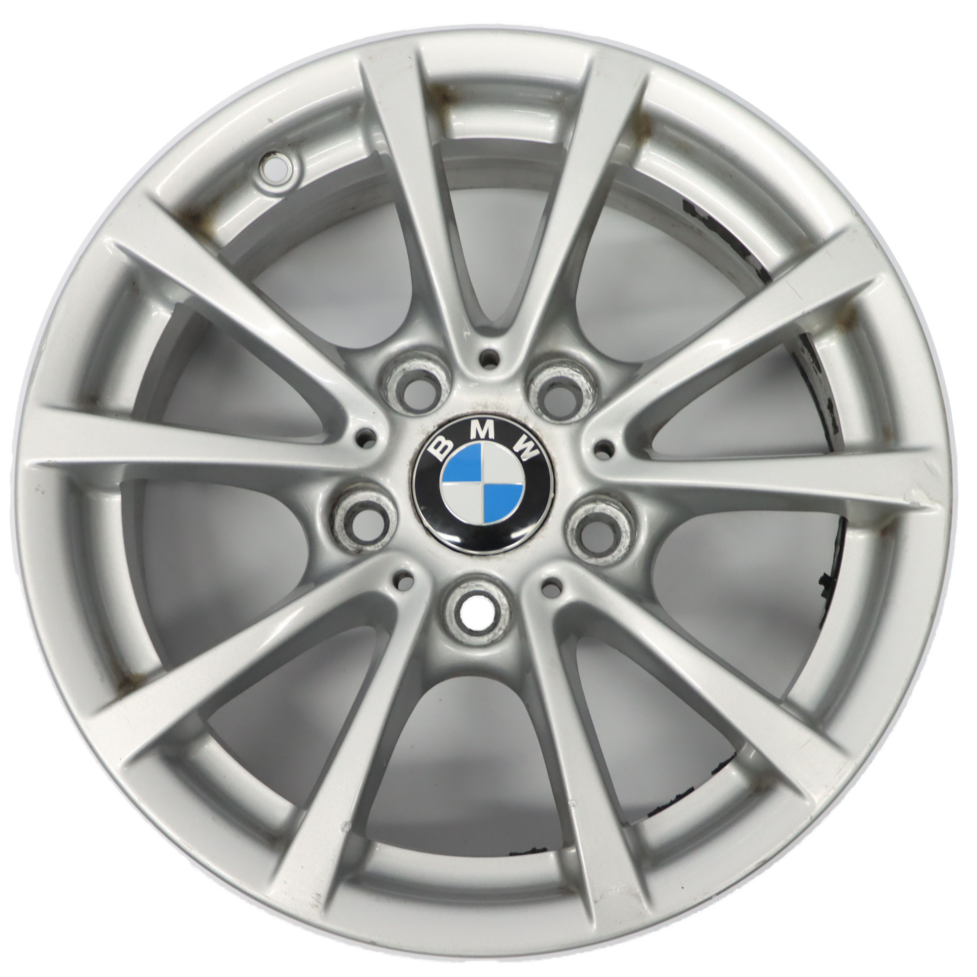 BMW F30 F31 F36 Silberne Leichtmetallfelge 16" 7J ET:31 V-Speiche 390 6796236