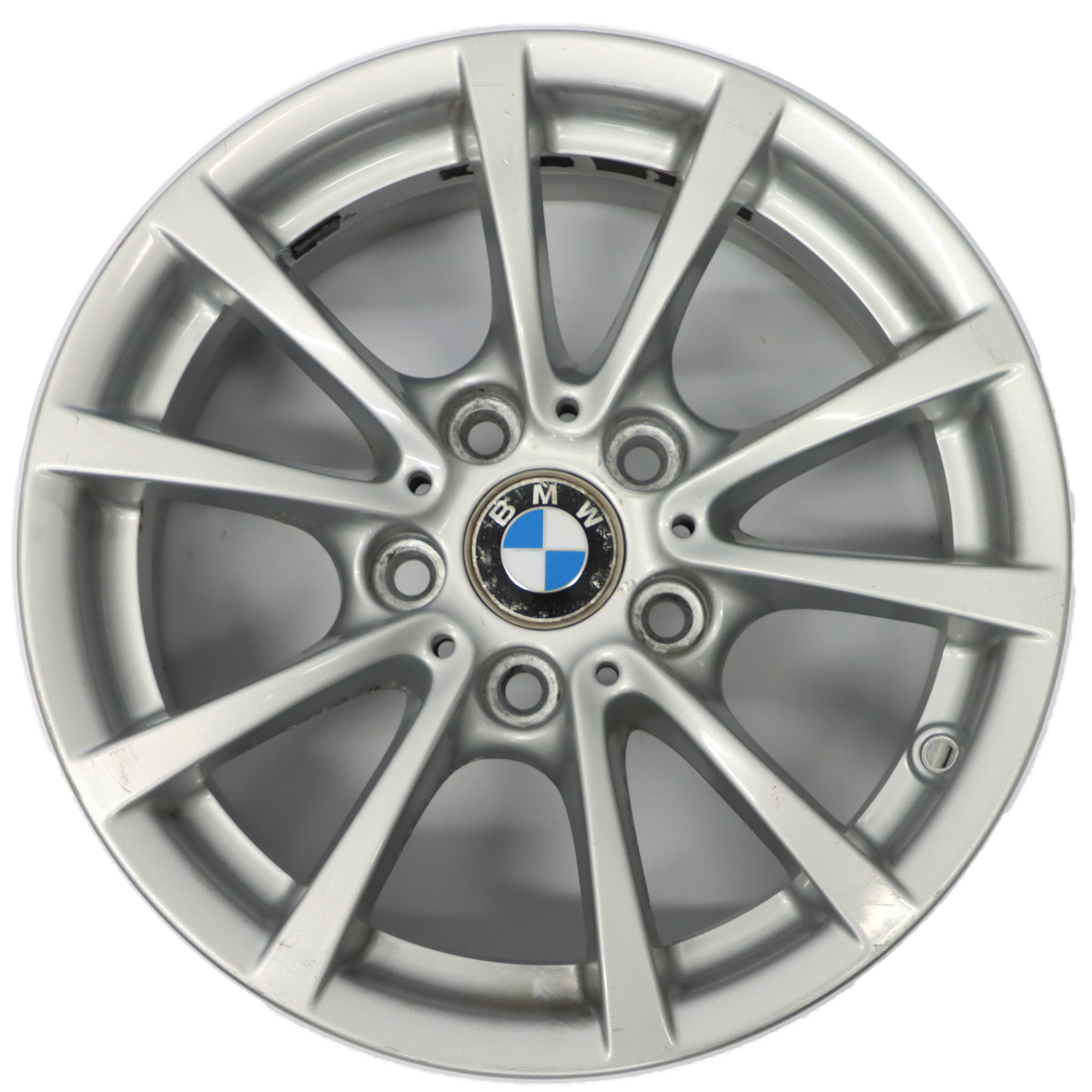 BMW F30 F31 F36 Silberne Leichtmetallfelge 16" 7J ET:31 V-Speiche 390 6796236