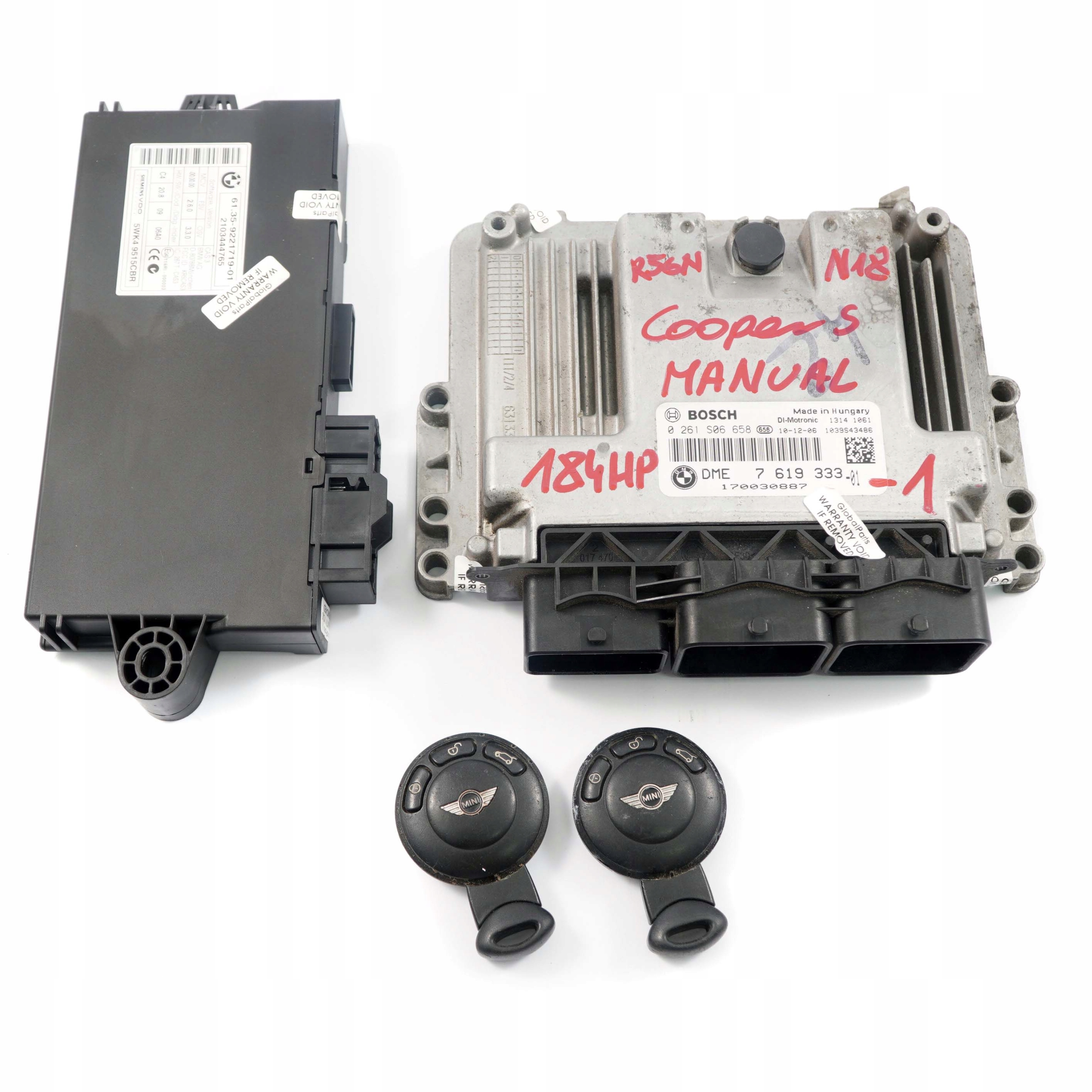 Mini Cooper S R55 R56 LCI N18 1.6 184HP ECU Kit DME 7619333 + CAS3 + Key Manual