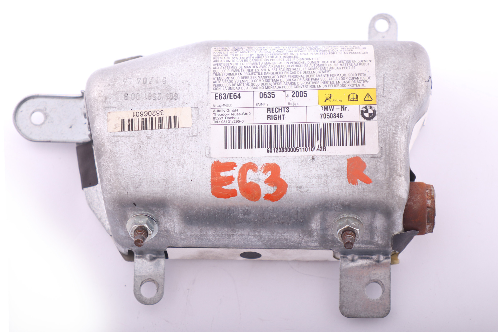 BMW E63 E64 LCI Door Air Bag Module Right Front O/S 7050846