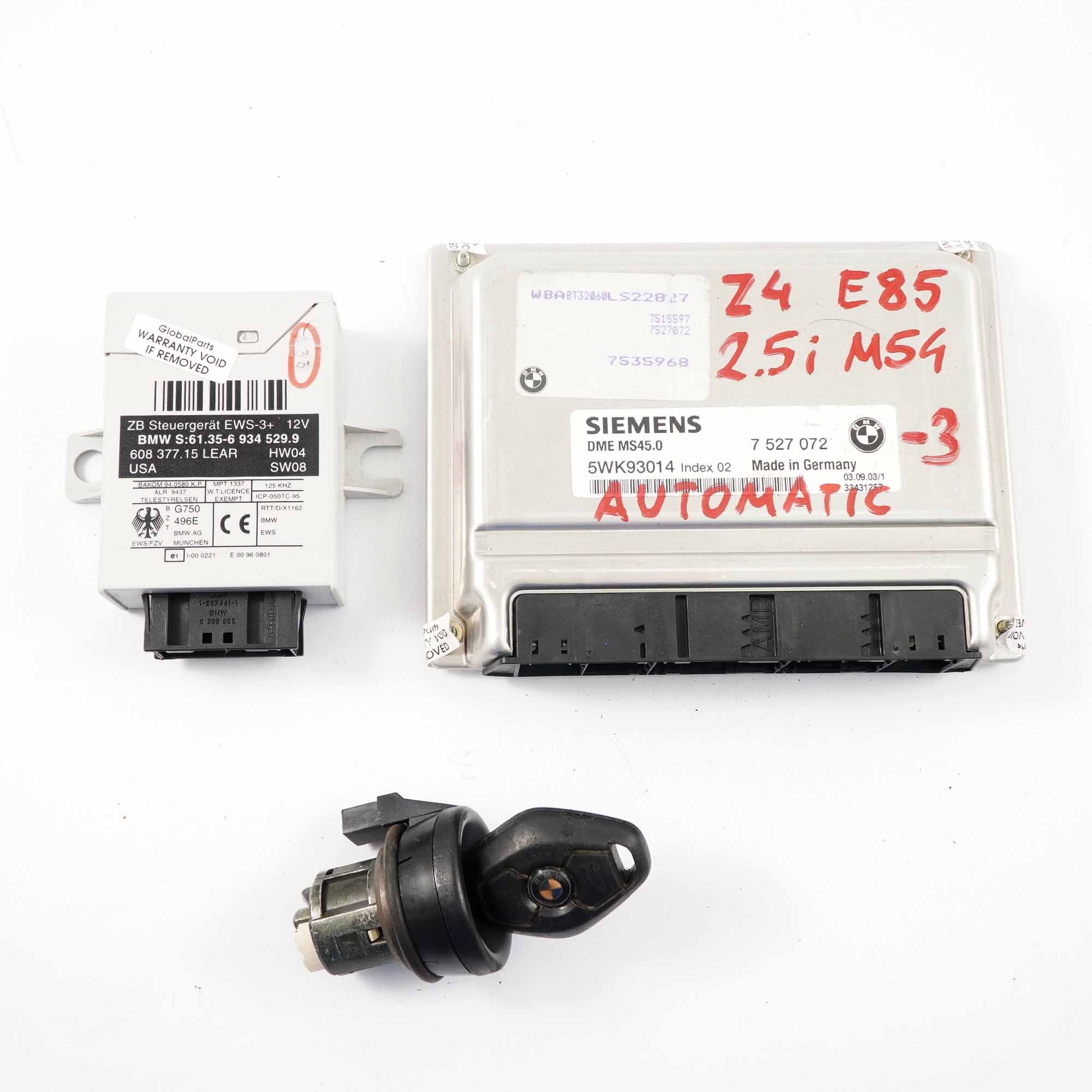 BMW Z4 E85 2.5i M54 192PS ECU Steuergerät DME 7527072 EWS Automatikgetriebe