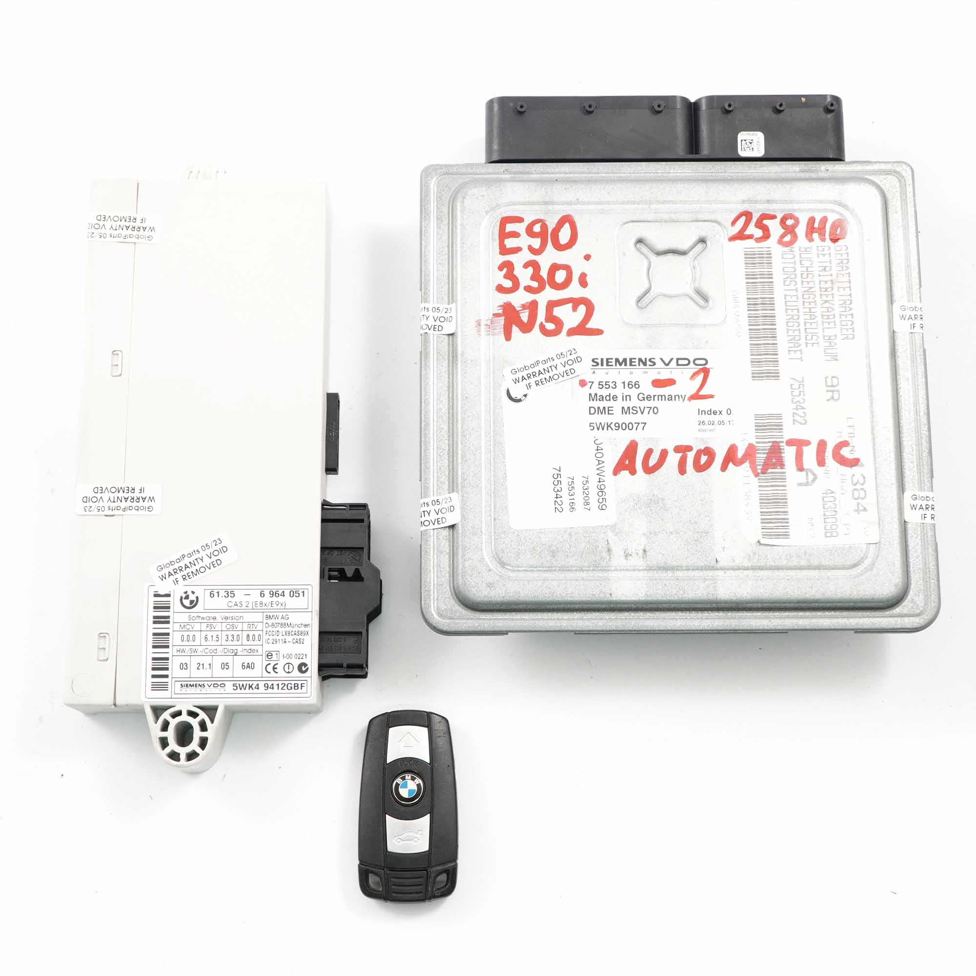 BMW E60 E90 330i 530i N52 258HP ECU Kit DME 7553166 CAS2 Schlüssel Automatik