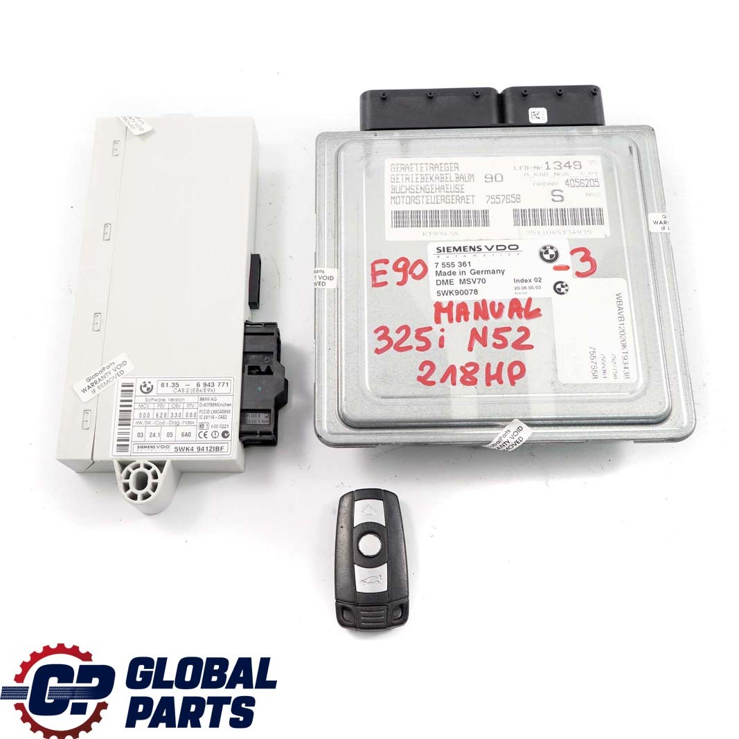 BMW E60 E61 E90 E91 325i 525i Petrol N52 ECU Kit DME 7555361 CAS2 + Key Manual