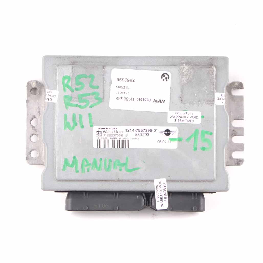 MINI S R52 R53 W11 170HP Sterownik Silnika ECU 7557395 Manualna Skrzynia