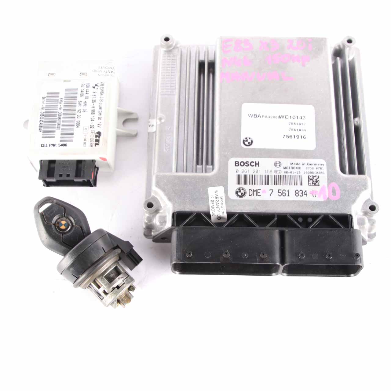 BMW X3 E83 2.0i N46 ECU Motorsteuergerät KIT DME 7561834 EWS Schlüssel