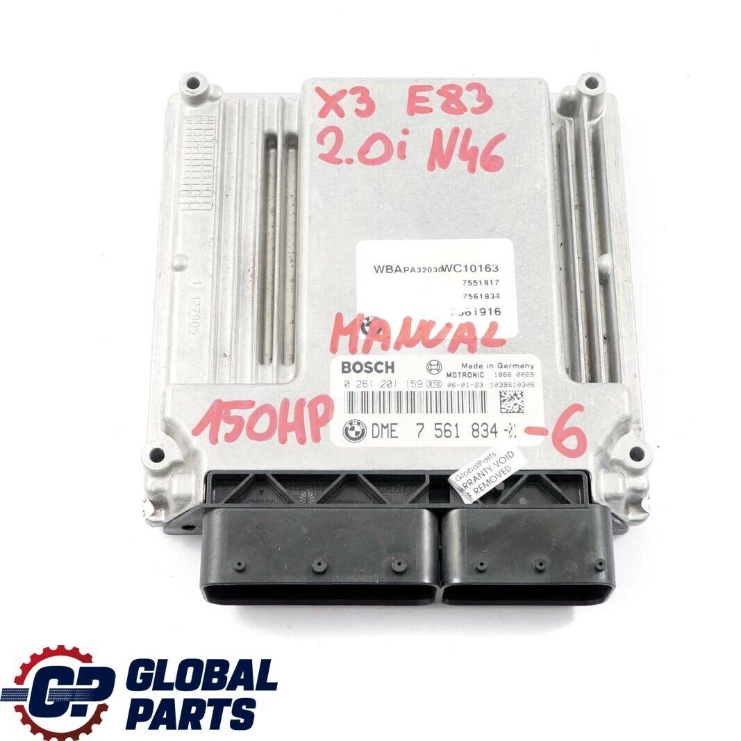 BMW X3 Series E83 2.0i N46 150HP Engine ECU DME 7561834 Manual