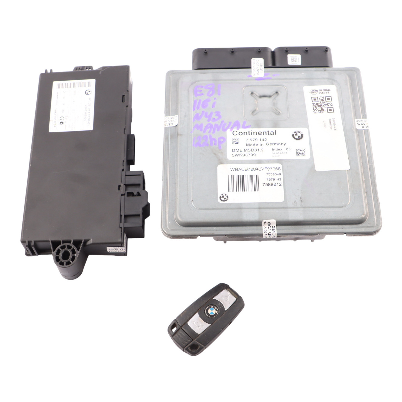 BMW E87 LCI E90 116i 316i 1.6 Petrol N43 122HP ECU Kit DME CAS3 Key 7579142