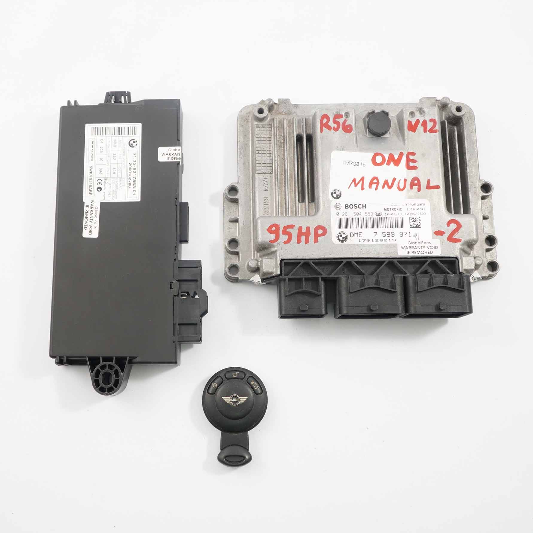 Mini One R55 R56 R57 N12 95HP ECU Kit DME 7589971 + CAS3 + Key Manual