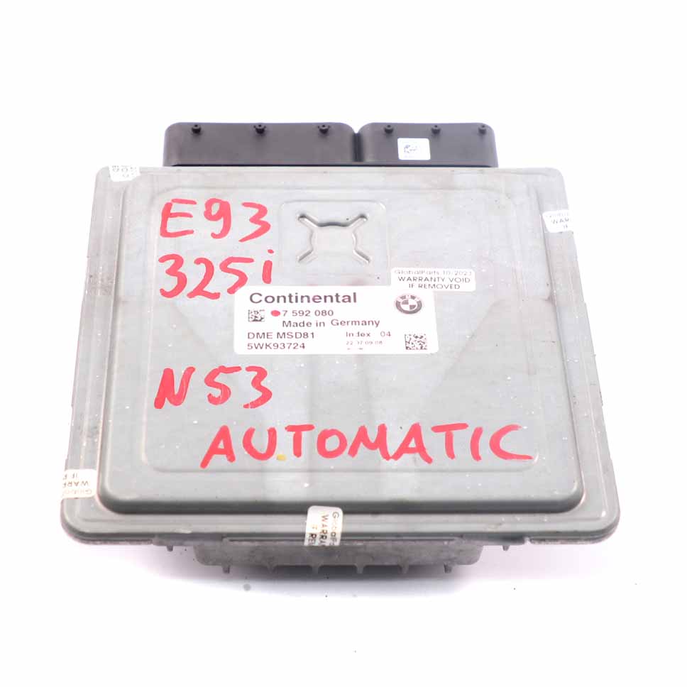 BMW 3 E90 E91 LCI 325i N53 218HP ECU Engine Control Unit DME 7592080 Automatic