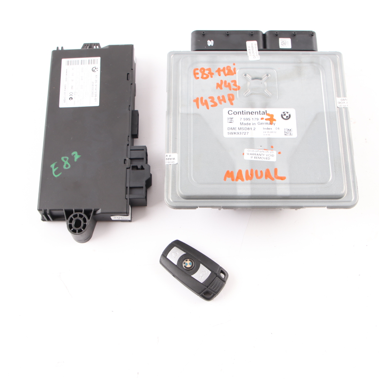 BMW E87 LCI E90 N43 118i 318i ECU Steuergerät Kit DME 7595179 CAS3 Schlüssel