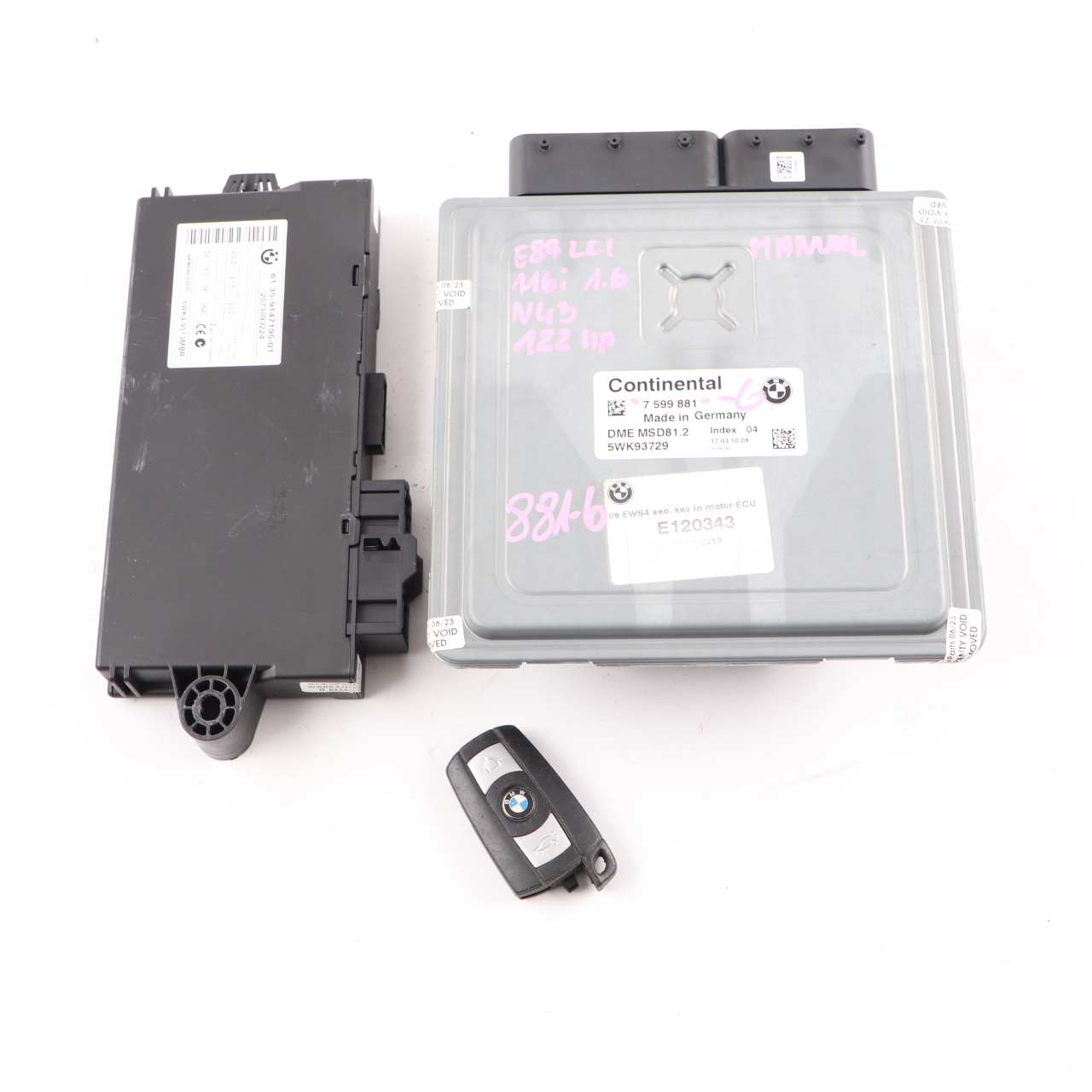 BMW E81 E87 LCI 116i 1.6 N43 122HP ECU Kit DME 7599881 CAS3 Schlüssel Handbuch