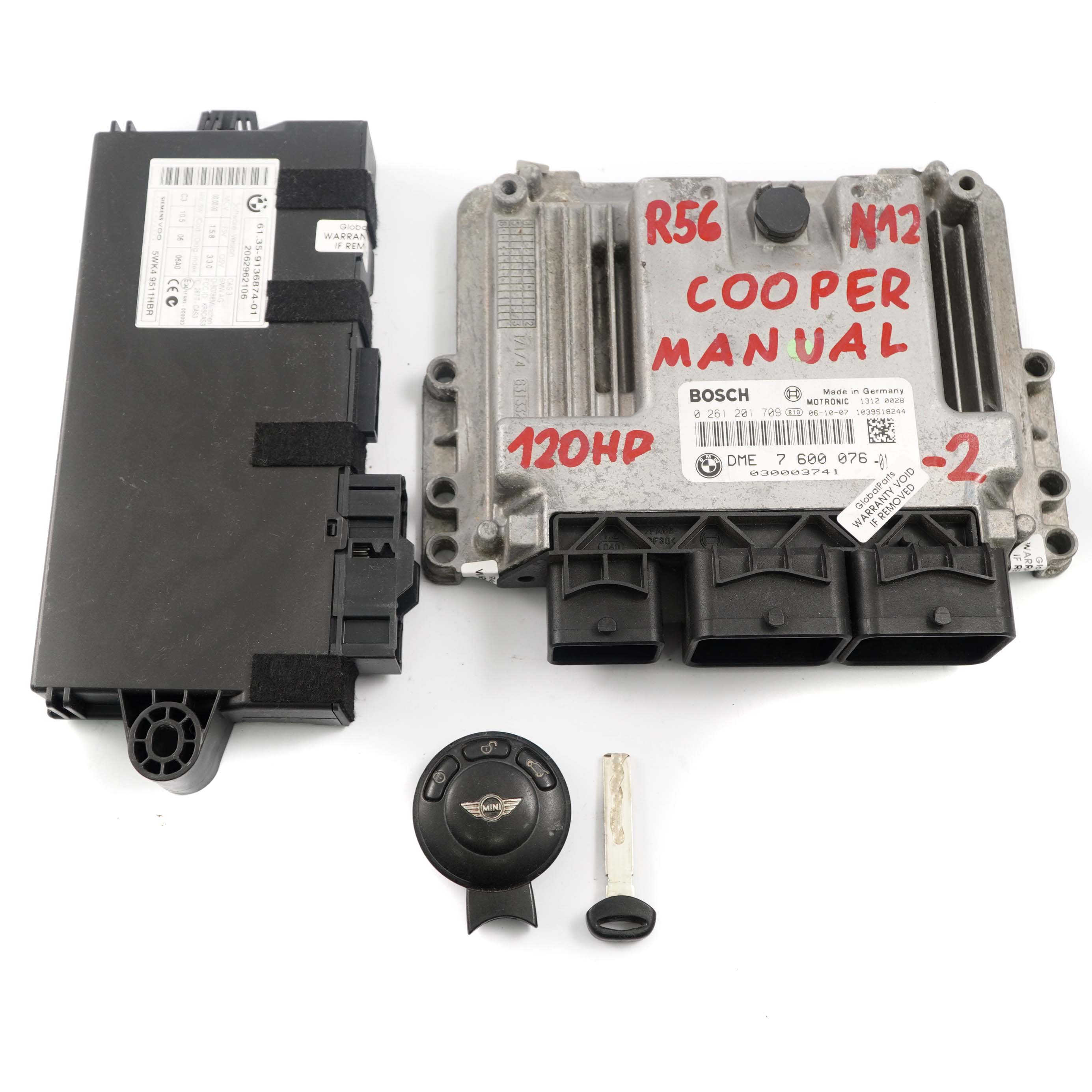 Mini Cooper R55 R56 N12 1.6 120HP ECU Kit DME 7600076 + CAS3 + Key Manual