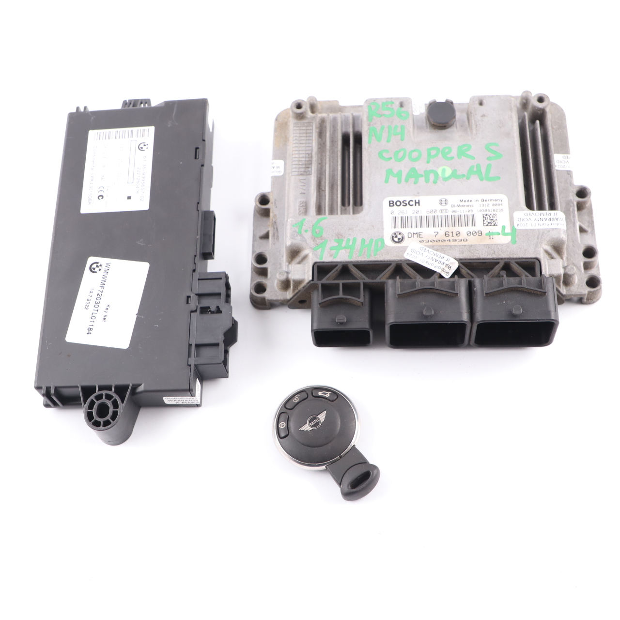 Mini Cooper S R55 R56 N14 1.6 174HP ECU Kit DME 7610009 + CAS3 +Key Manual