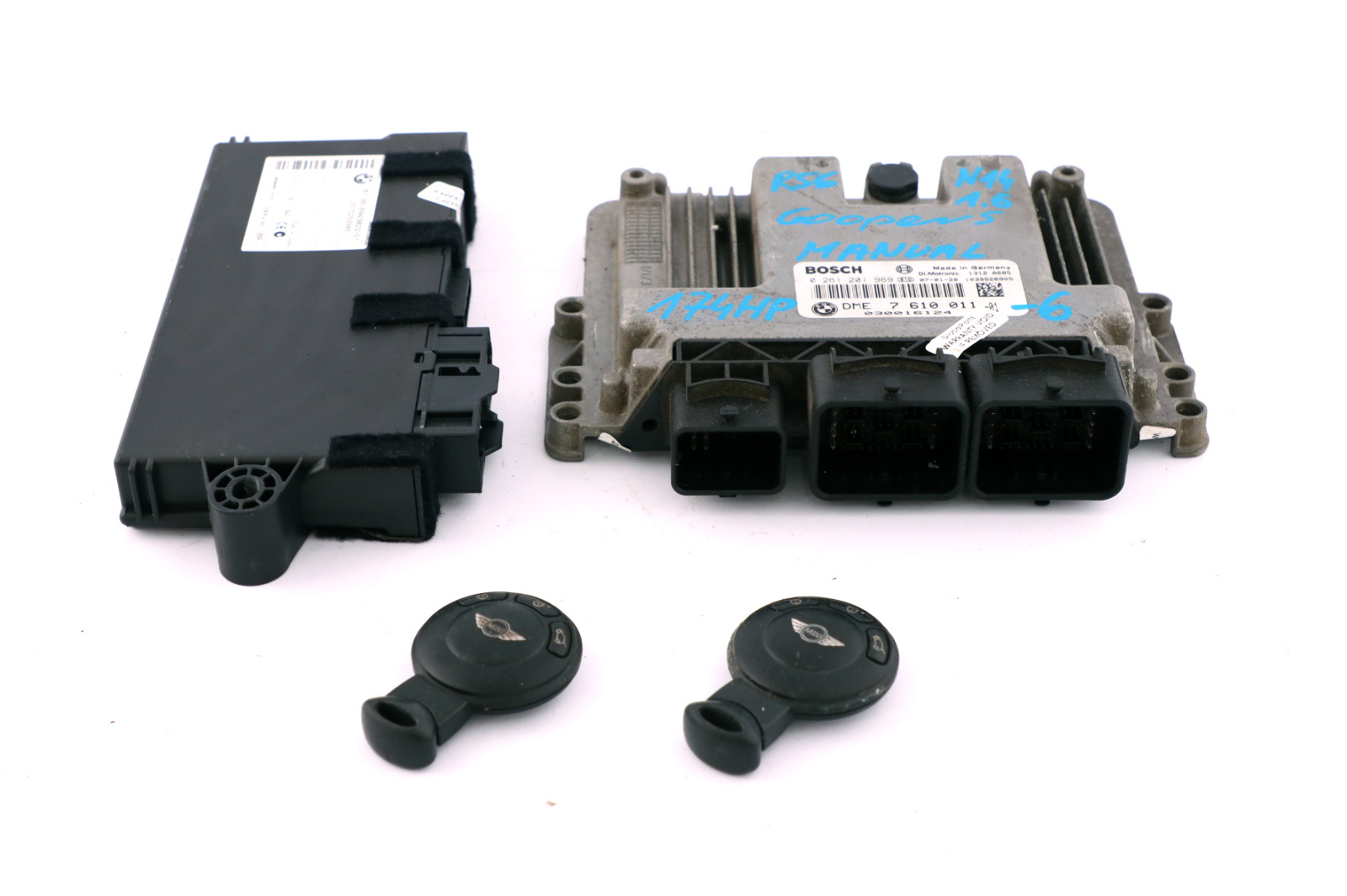 Mini S R55 R56 N14 1.6 174PS ECU Kit DME CAS3 2 Schlüssel 7610011 Schaltgetriebe