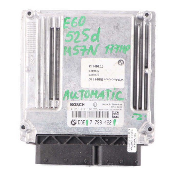 BMW E60 E61 525d M57N 177HP Motorsteuergerät ECU DDE 7798422 Automatik