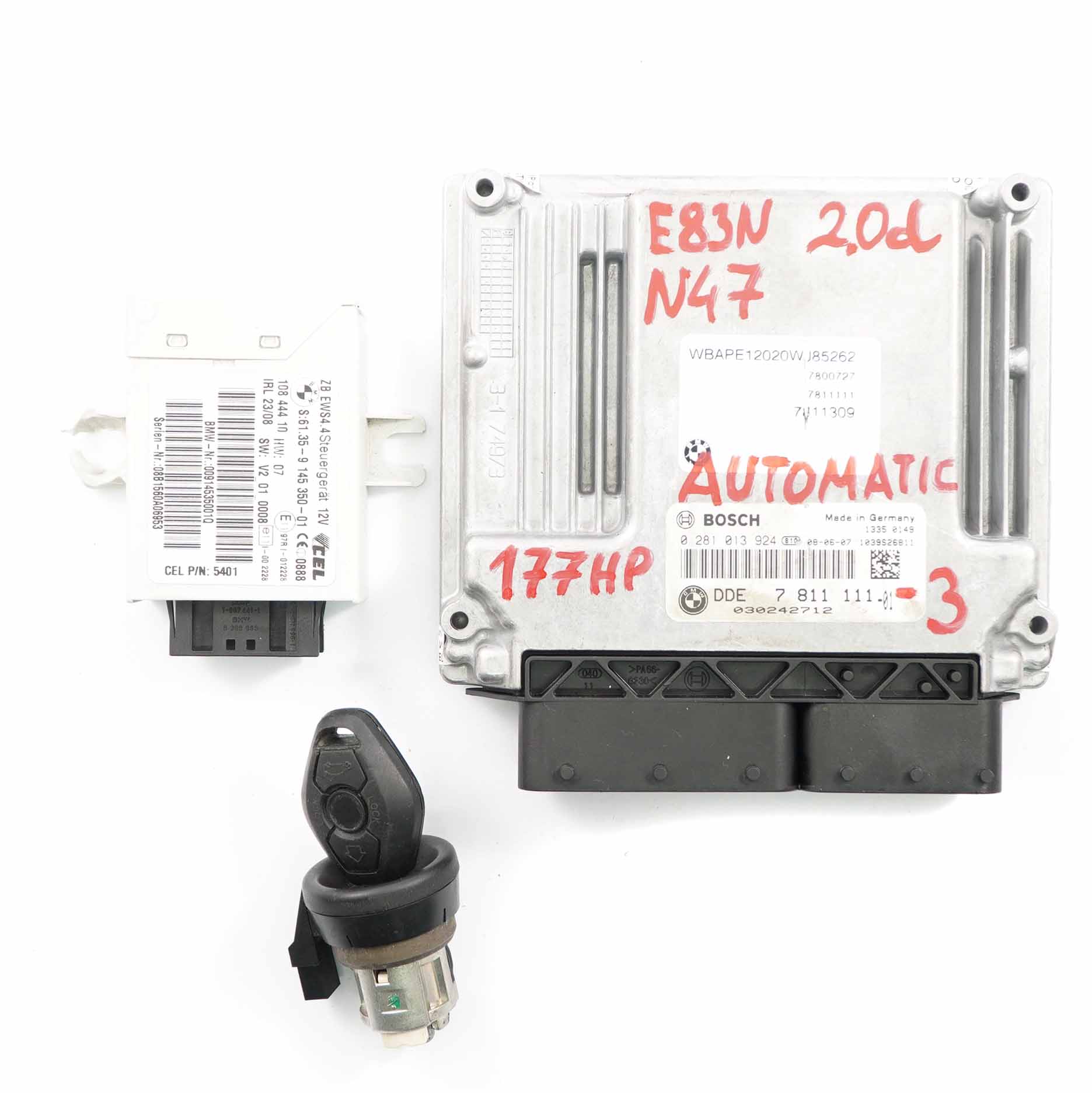 BMW X3 E83 LCI 2.0d N47 Motor ECU Modul Kit DDE 7811111 EWS Schlüssel Automatik