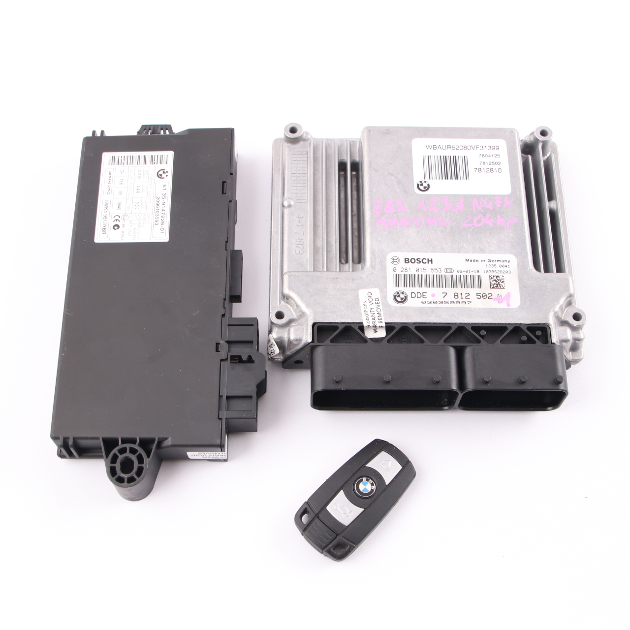 BMW E81 E82 E87 LCI E88 N47S 123d ECU Kit DDE 7812502 CAS3 Schlüssel Handbuch