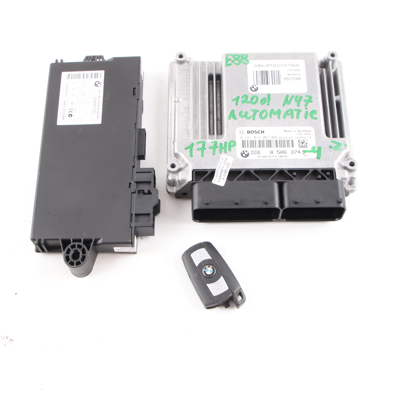 BMW E81 E87 E90 LCI 120d 320d N47 ECU Kit DDE 8506374 CAS3 Schlüssel Automatik