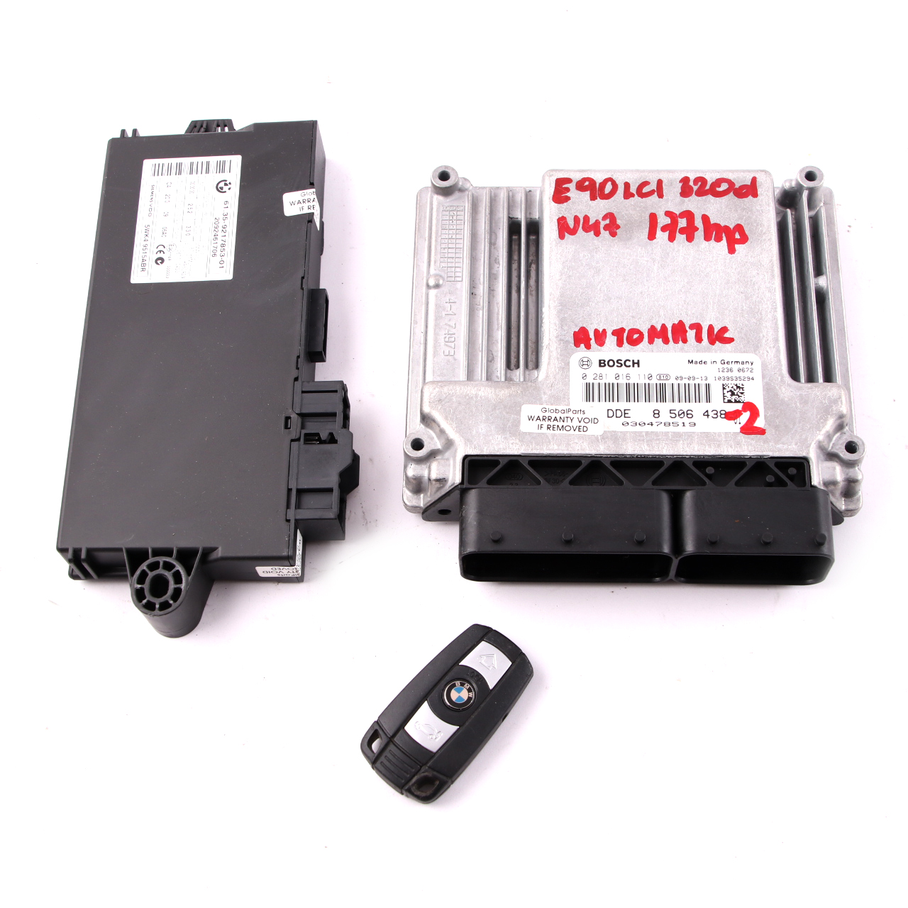 BMW E81 E87 LCI E90 E91 120d 320d N47 ECU KIT DDE 8506438 CAS 3 Key Automatic