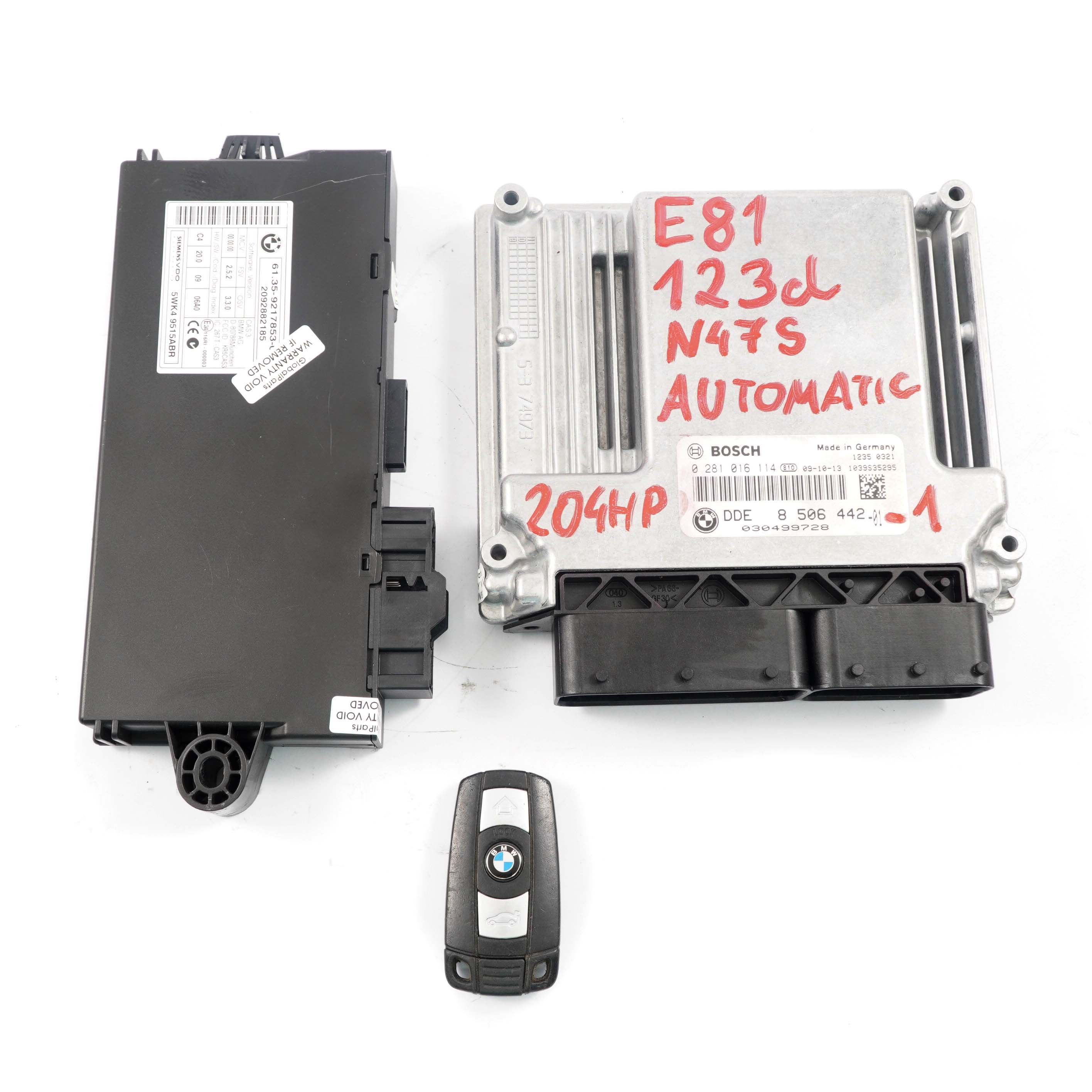 BMW E81 E87 LCI 123d Motor N47S Steuergerät ECU Kit DDE 8506442 CAS3 Schlüssel