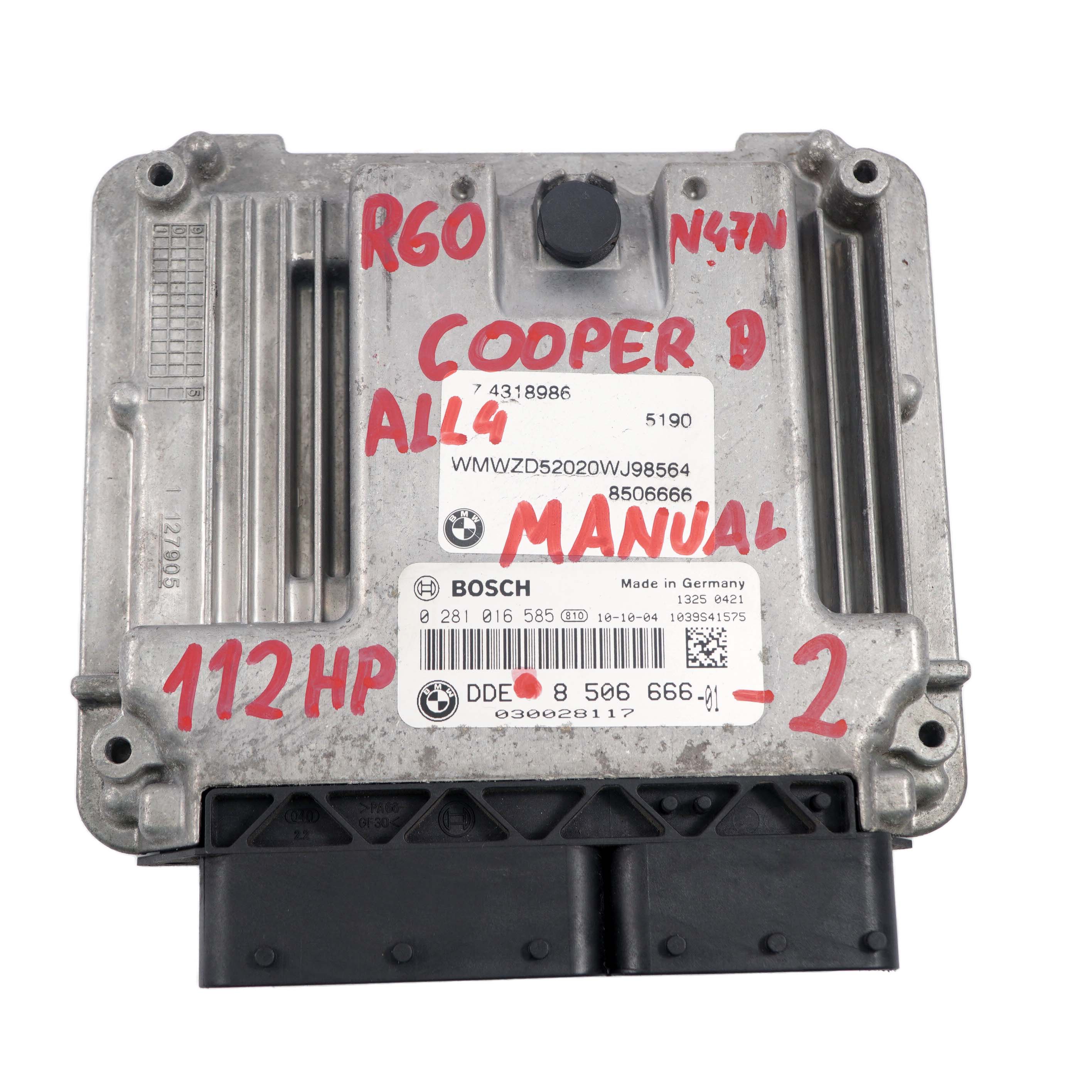 Mini Cooper D R60 ALL4 N47N Diesel Engine Control Unit ECU DDE 8506666 Manual